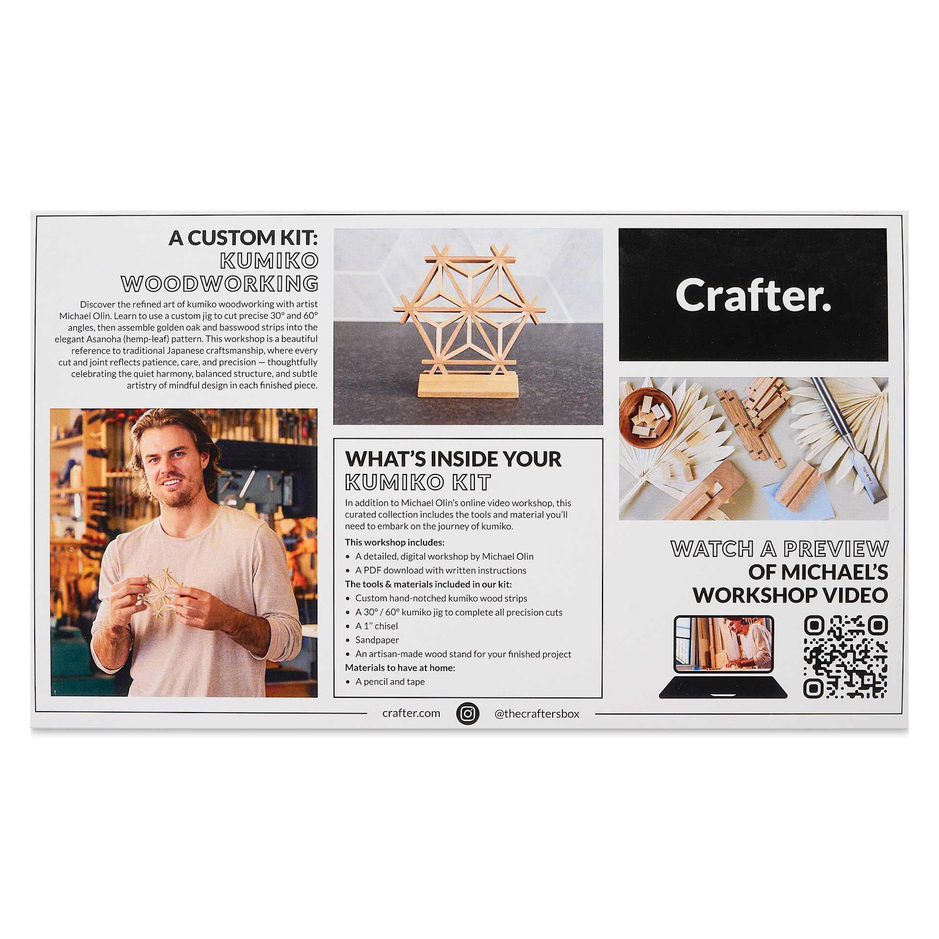 Crafter Kumiko Woodworking Workshop, back of packaging