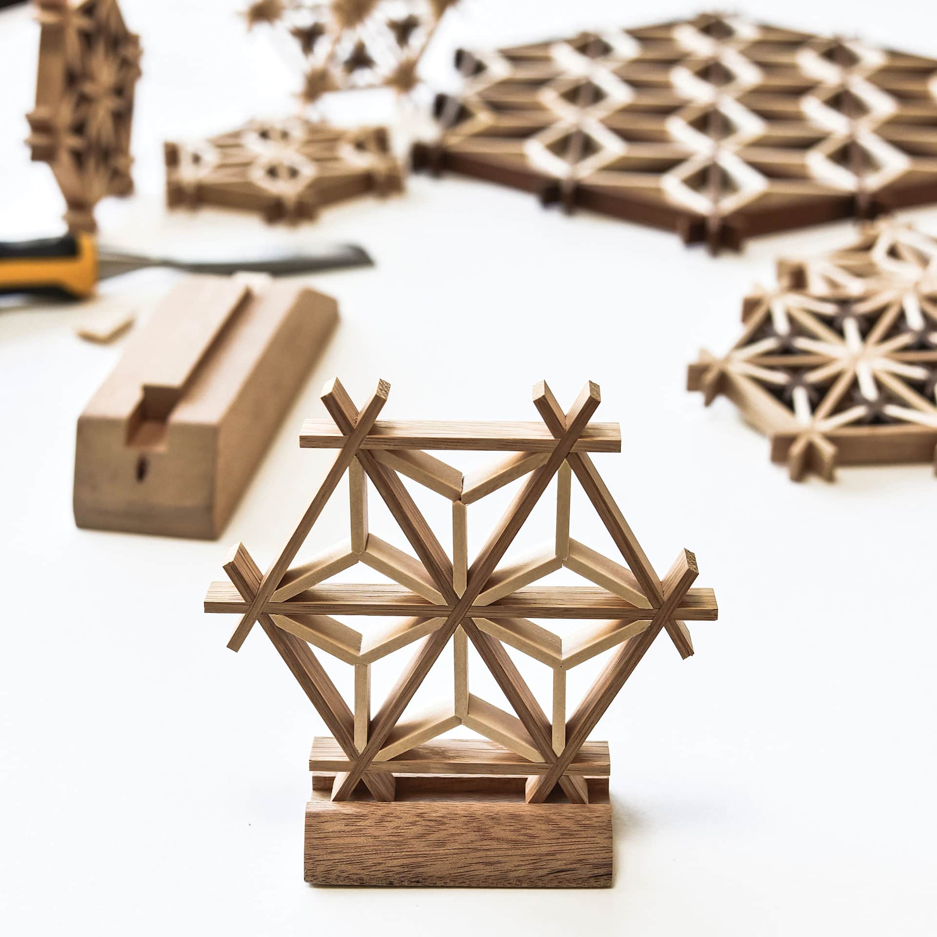 Crafter Kumiko Woodworking Workshop Kit standing coaster