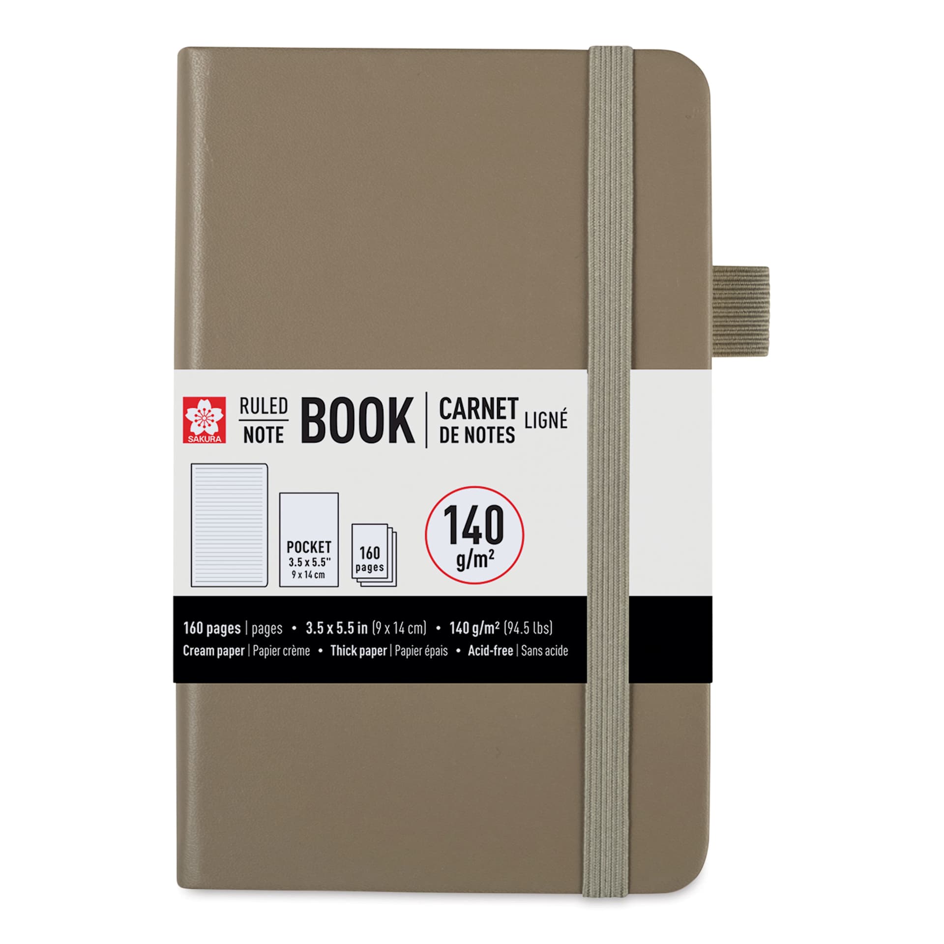 Sakura Notebook - Cinder, 3.5" x 5.5", Ruled
