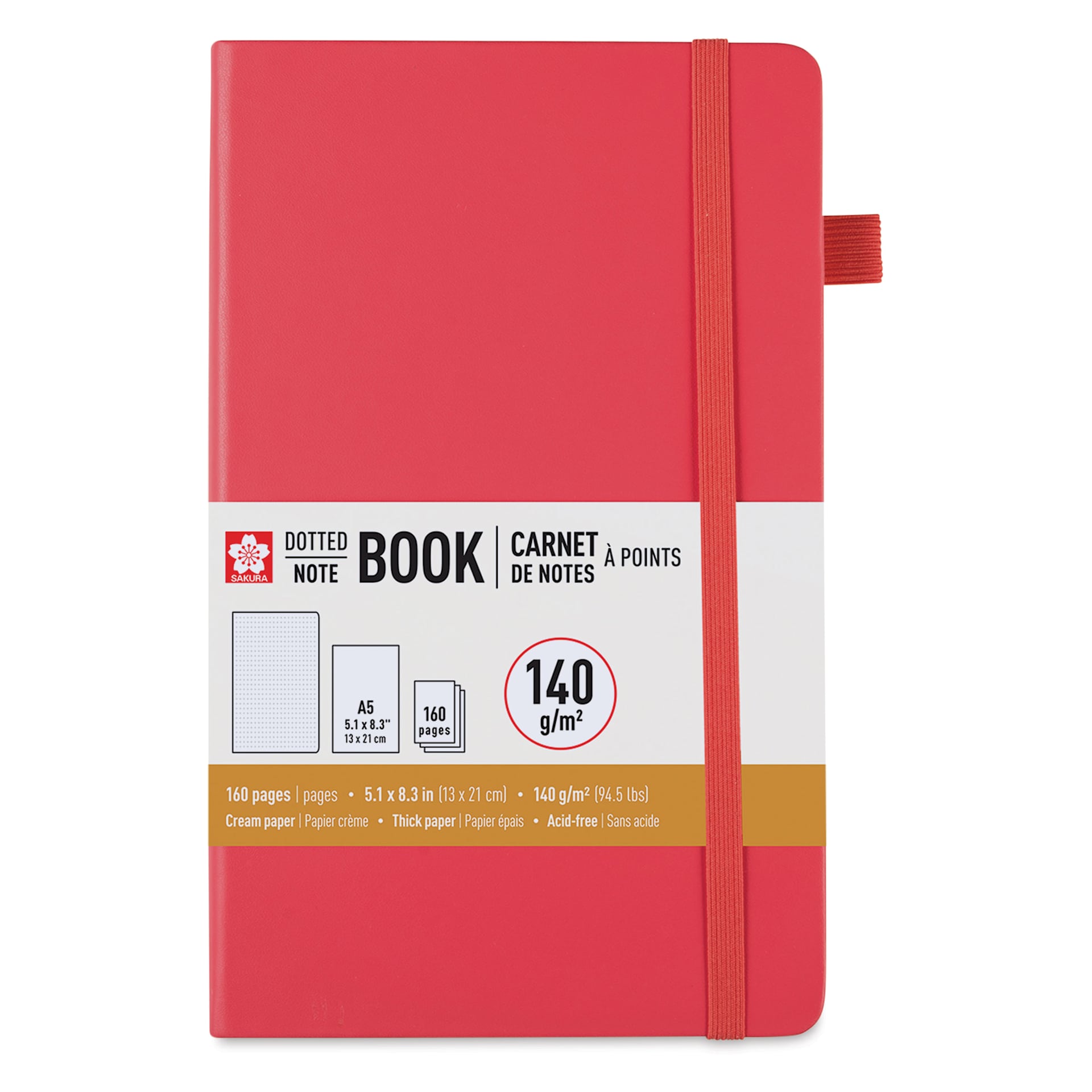 Sakura Notebook - Red Plum Blossom, 5.1" x 8.3", Dot Grid