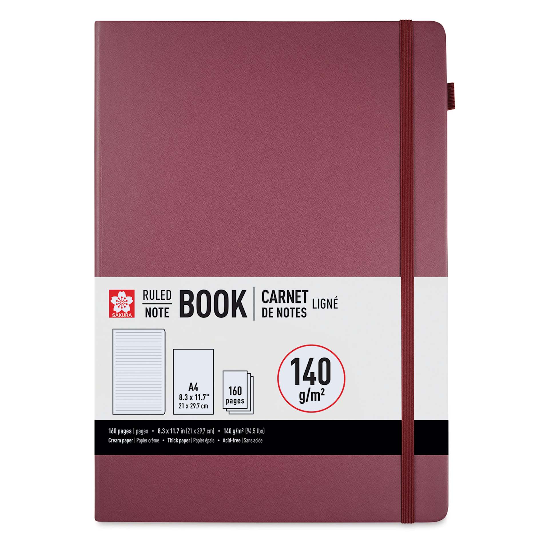 Sakura Notebook - Mulberry, 8.3" x 11.7", Ruled