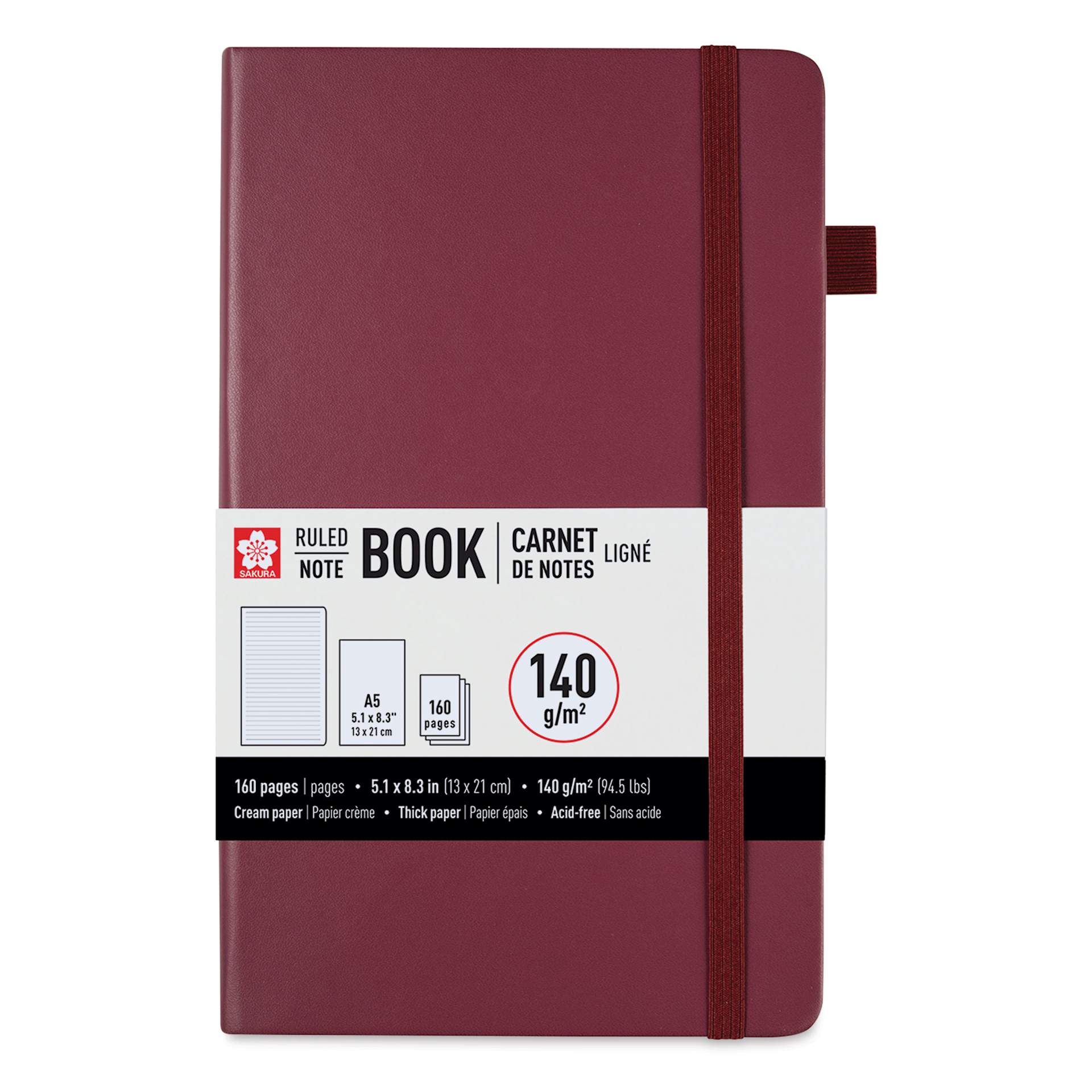 Sakura Notebook - Mulberry, 5.1" x 8.3", Ruled