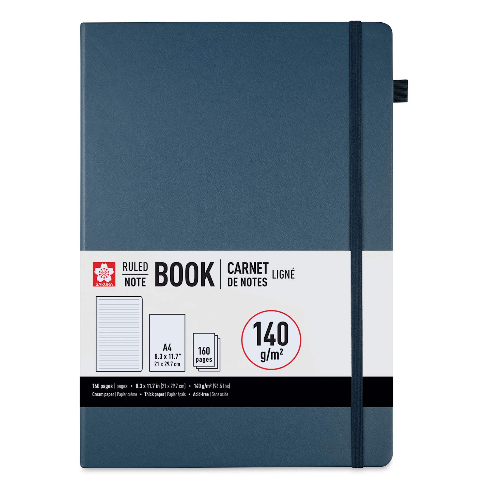 Sakura Notebook - Deep Indigo, 8.3" x 11.7", Ruled