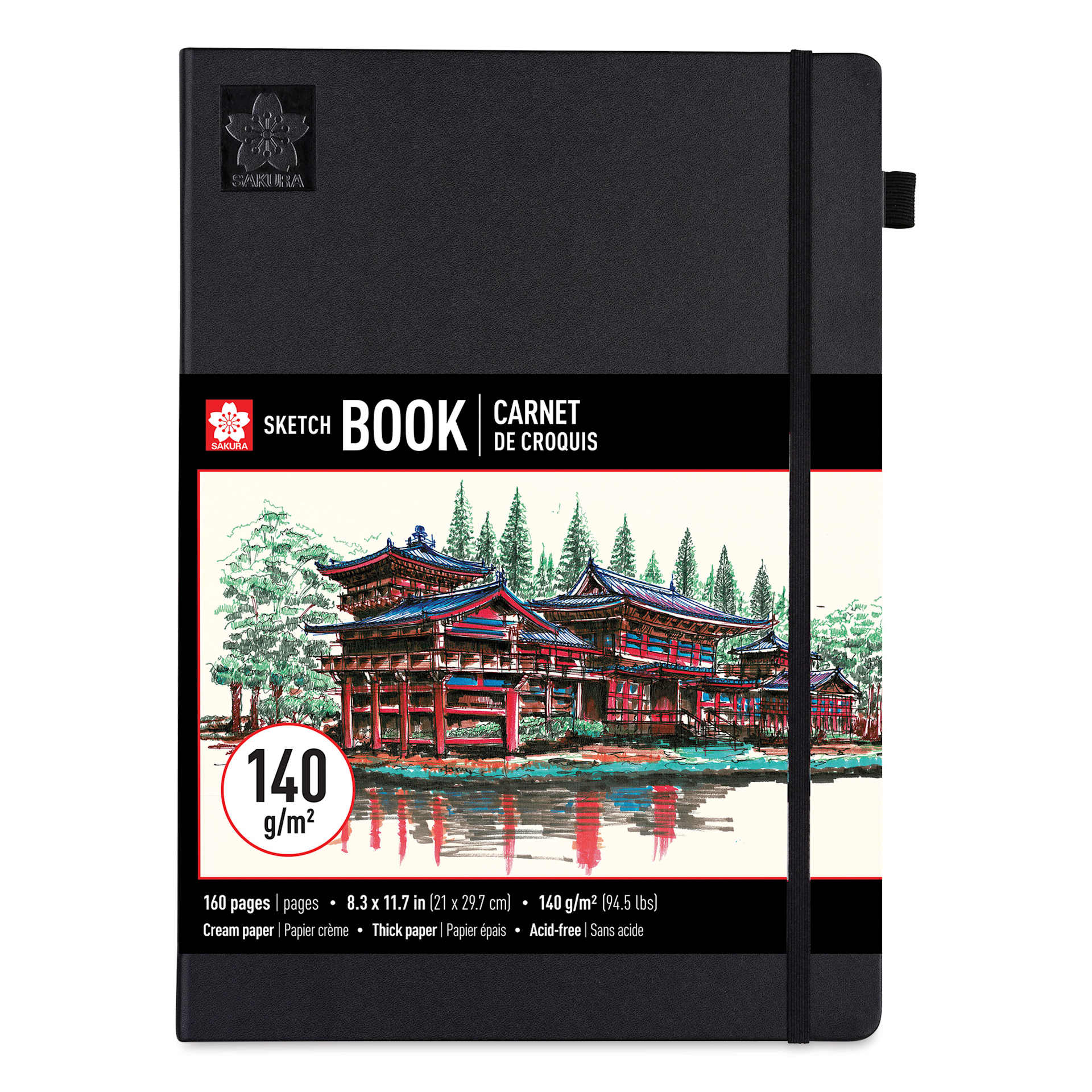 Sakura Hardcover Sketchbook - Black, 8.3" x 11.7", Blank