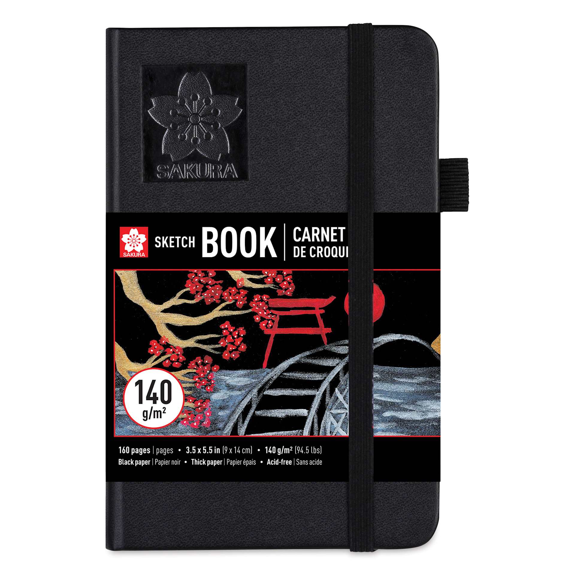 Sakura Black Paper Hardcover Sketchbook - Black, 3.5" x 5.5", Blank