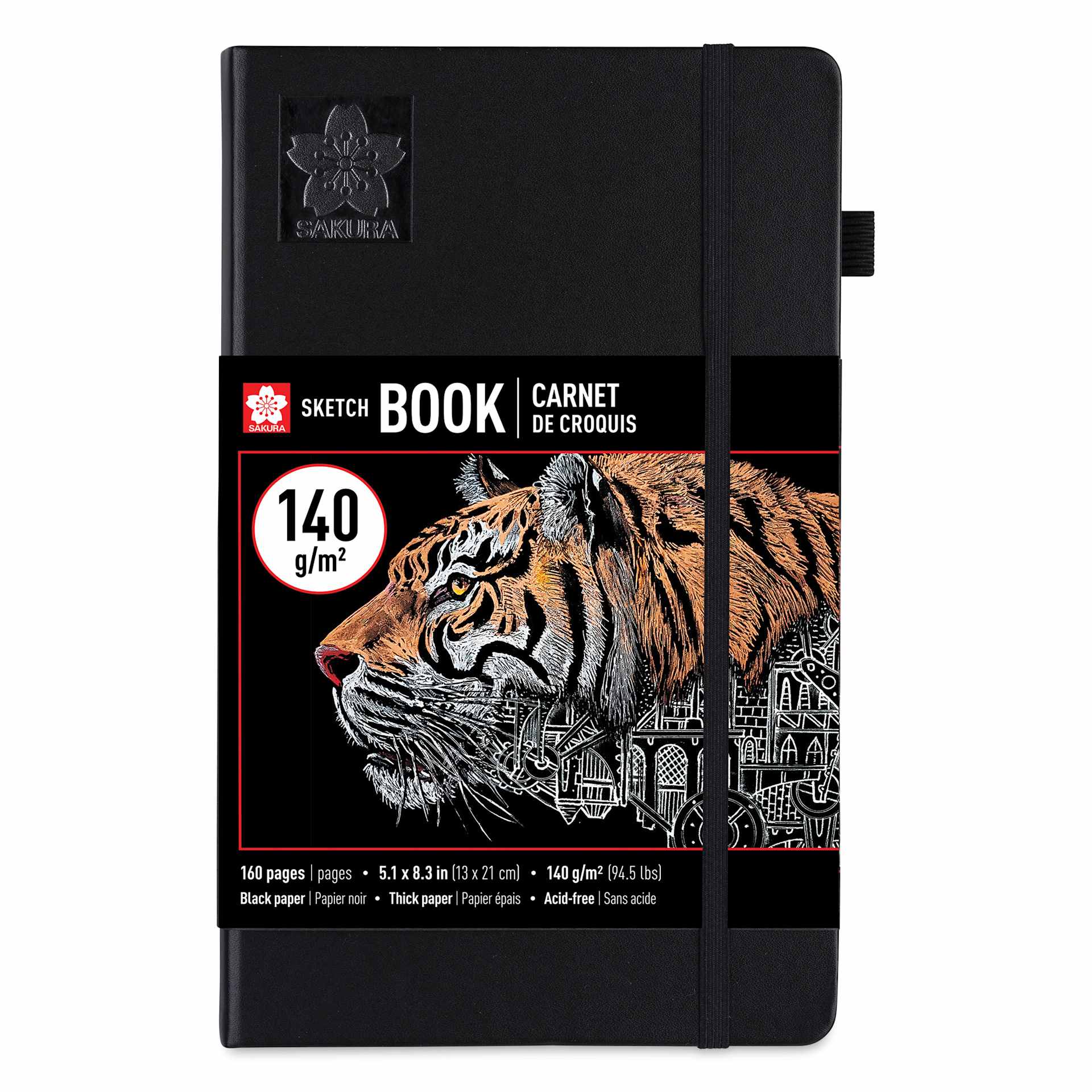 Sakura Black Paper Hardcover Sketchbook - Black, 5.1" x 8.3", Blank