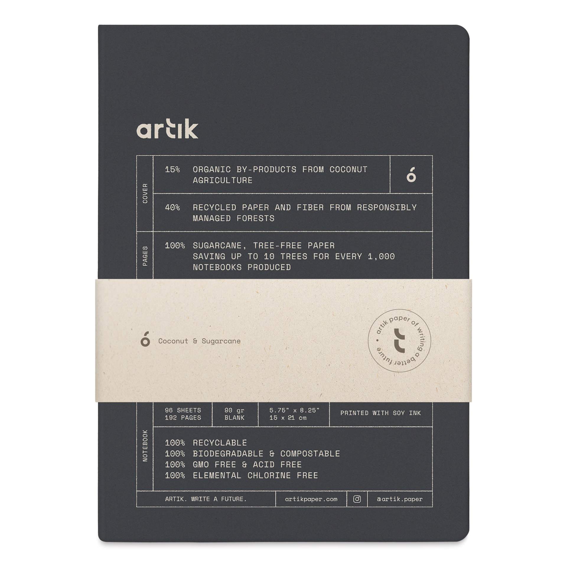Artik Hardcover Notebook - Coconut, 5-3/4" x 8-1/4", Blank, packaging