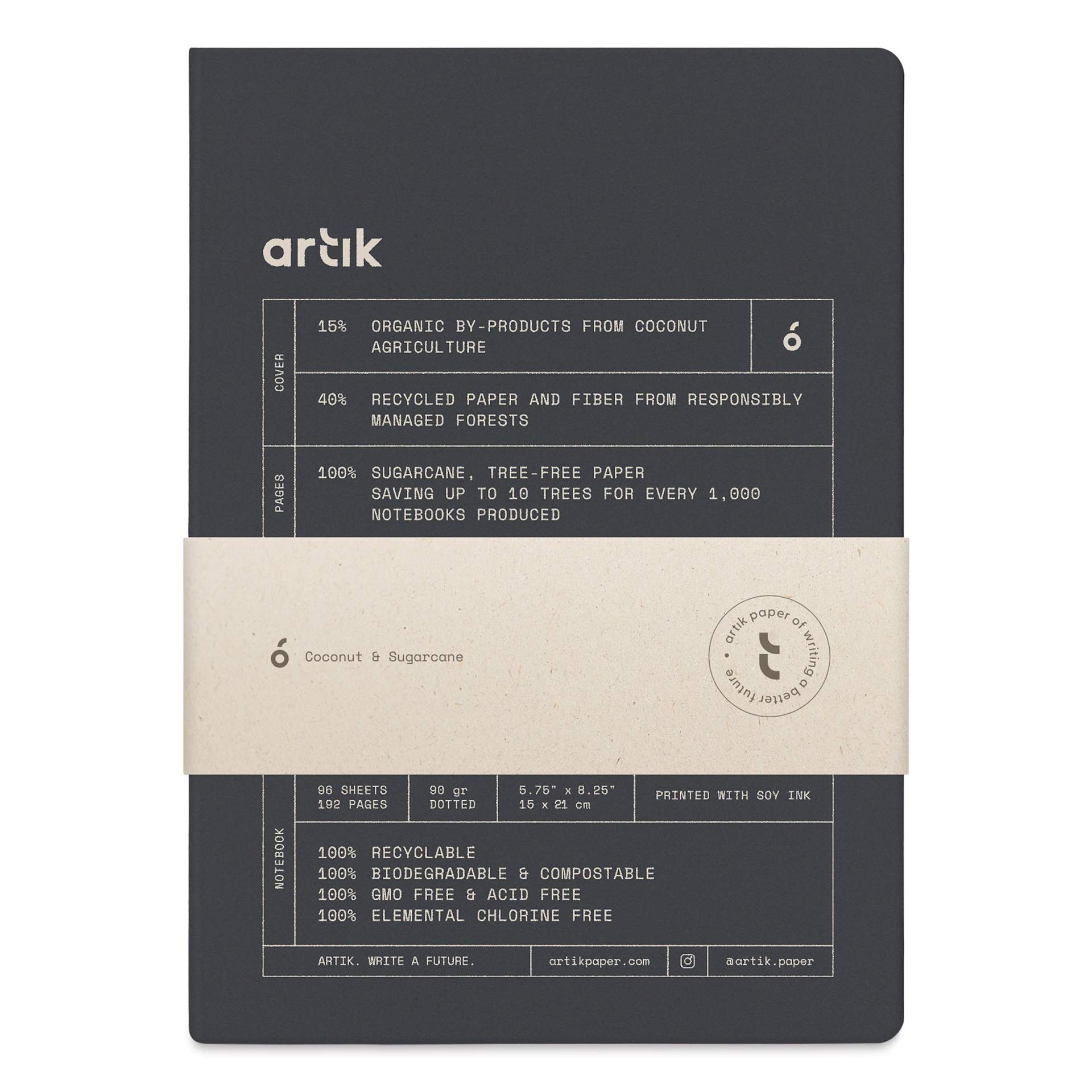 Artik Hardcover Notebook - Coconut, 5-3/4" x 8-1/4", Dot Grid, packaging