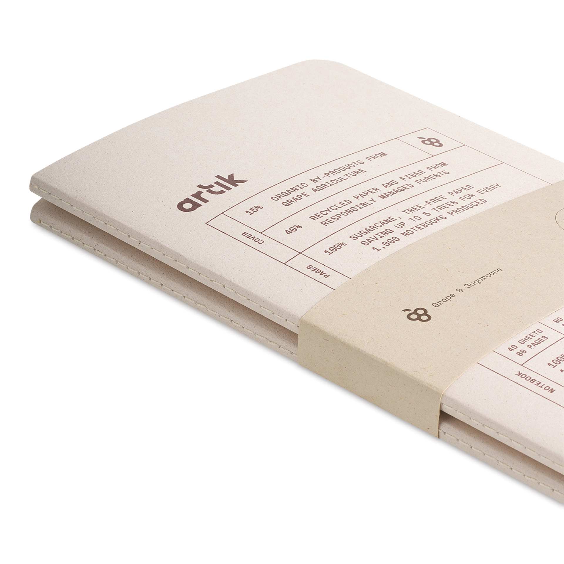 Artik Singer Sewn Notebook - Grape, 5" x 8-1/4", Blank, Pkg of 2