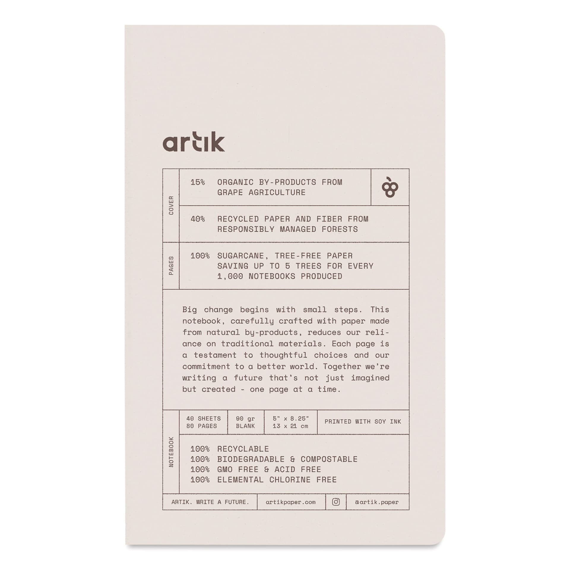 Artik Singer Sewn Notebook - Grape, 5" x 8-1/4", Blank, Pkg of 2, front cover