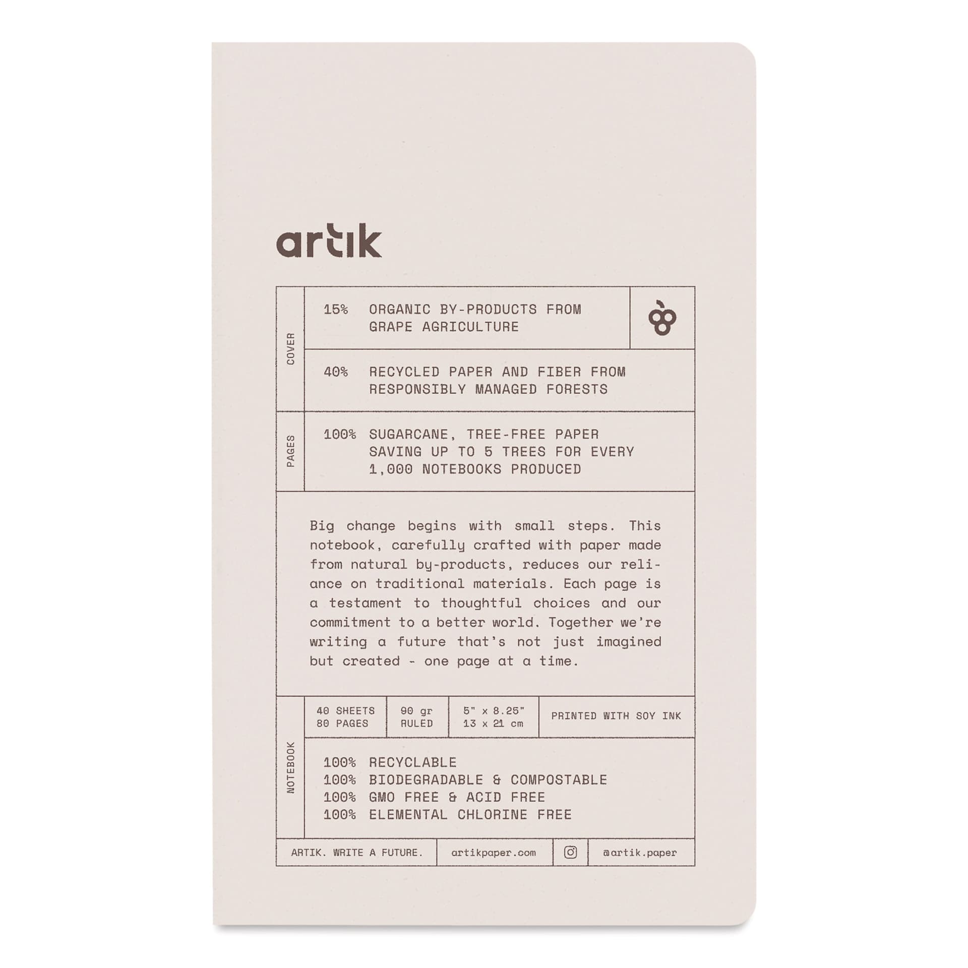 Artik Singer Sewn Notebook - Grape, 5" x 8-1/4", Ruled, Pkg of 2, front cover