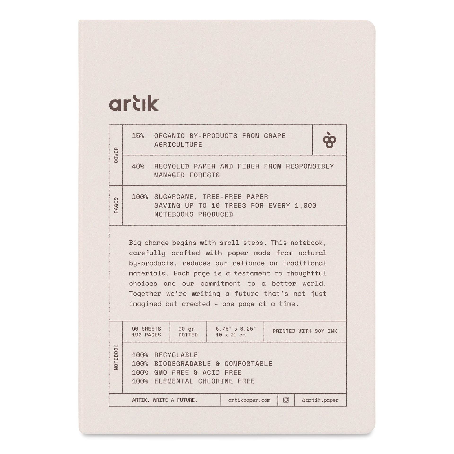 Artik Hardcover Notebook - Grape, 5-3/4" x 8-1/4", Dot Grid, front