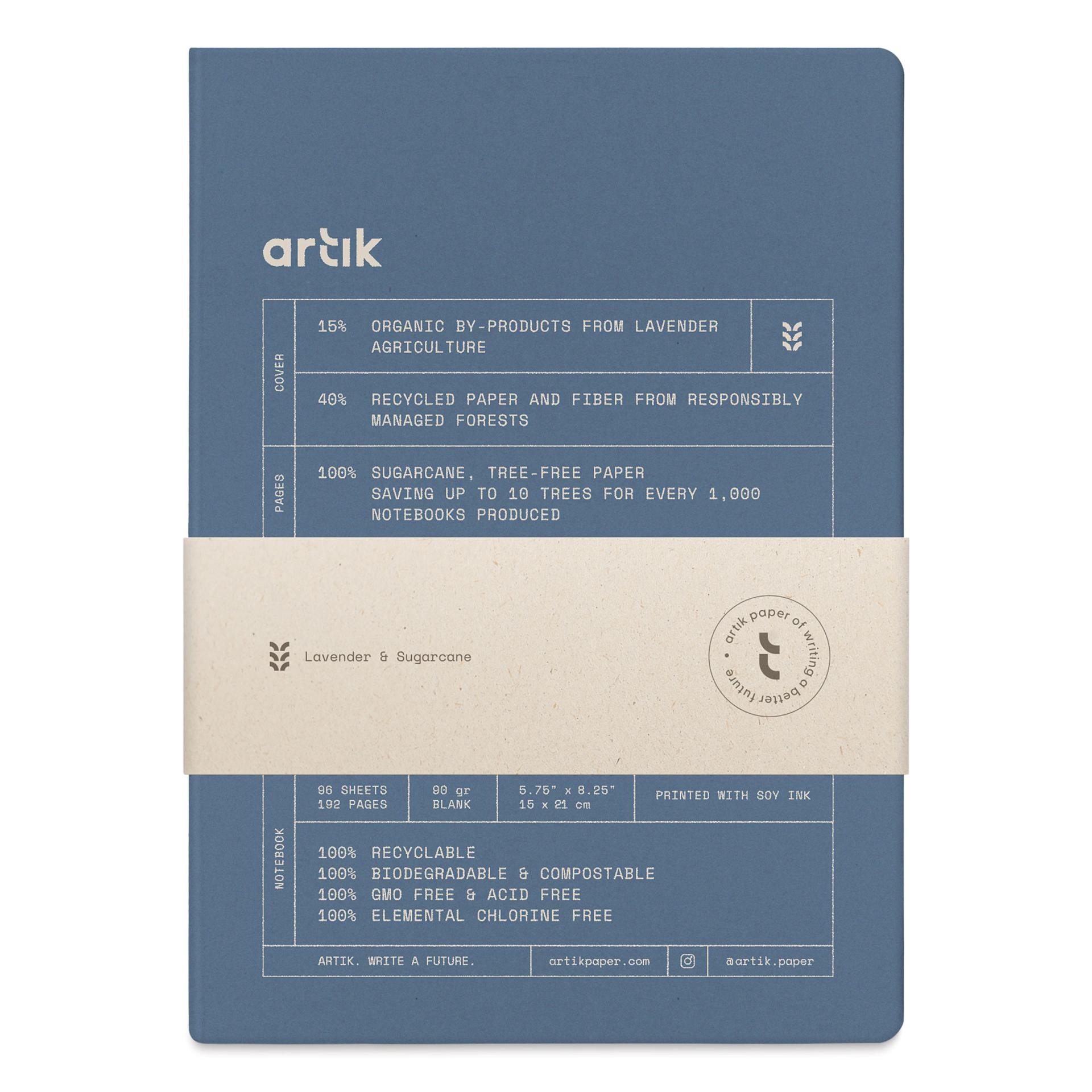 Artik Hardcover Notebook - Lavender, 5-3/4" x 8-1/4", Blank, packaging