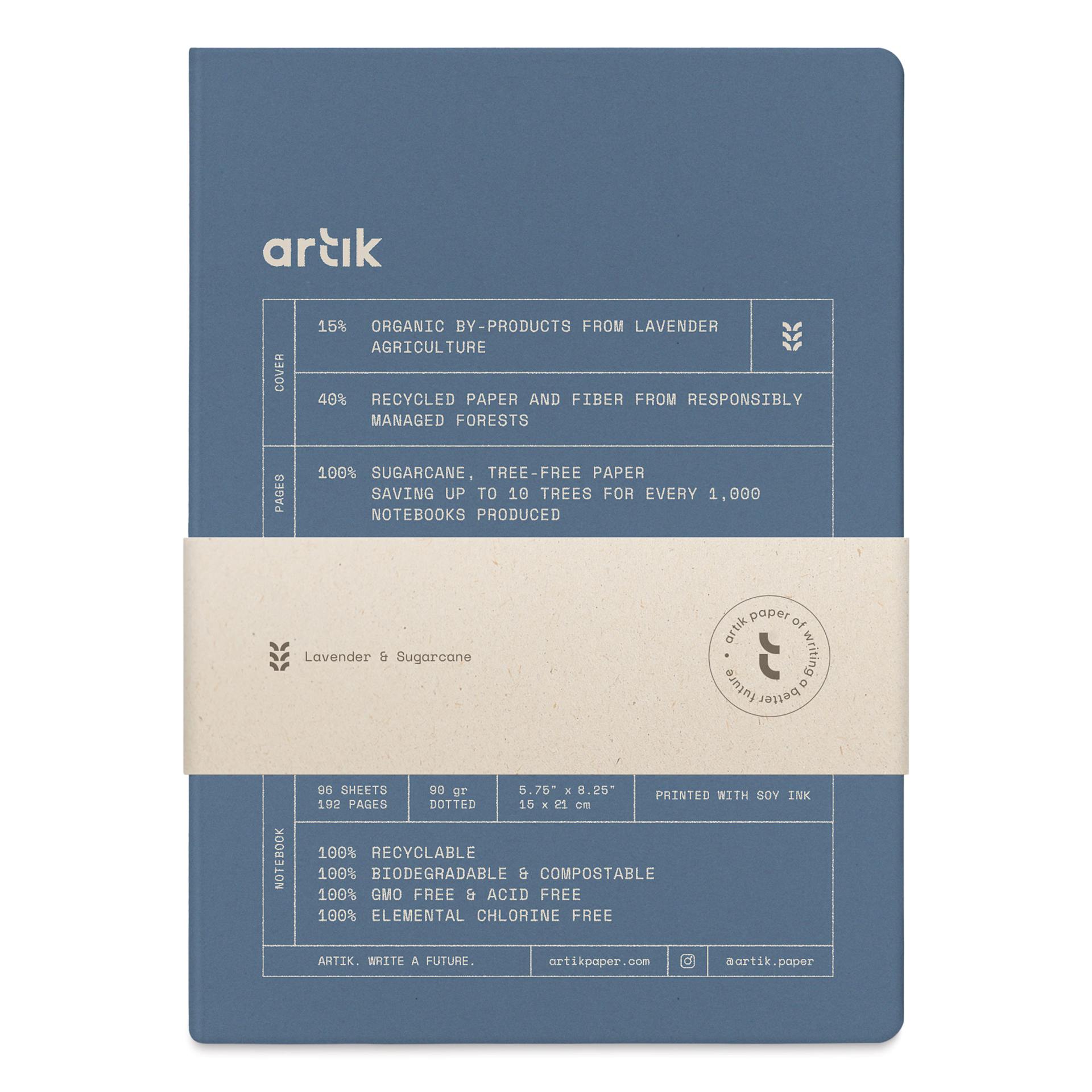 Artik Hardcover Notebook - Lavender, 5-3/4" x 8-1/4", Dot Grid, packaging