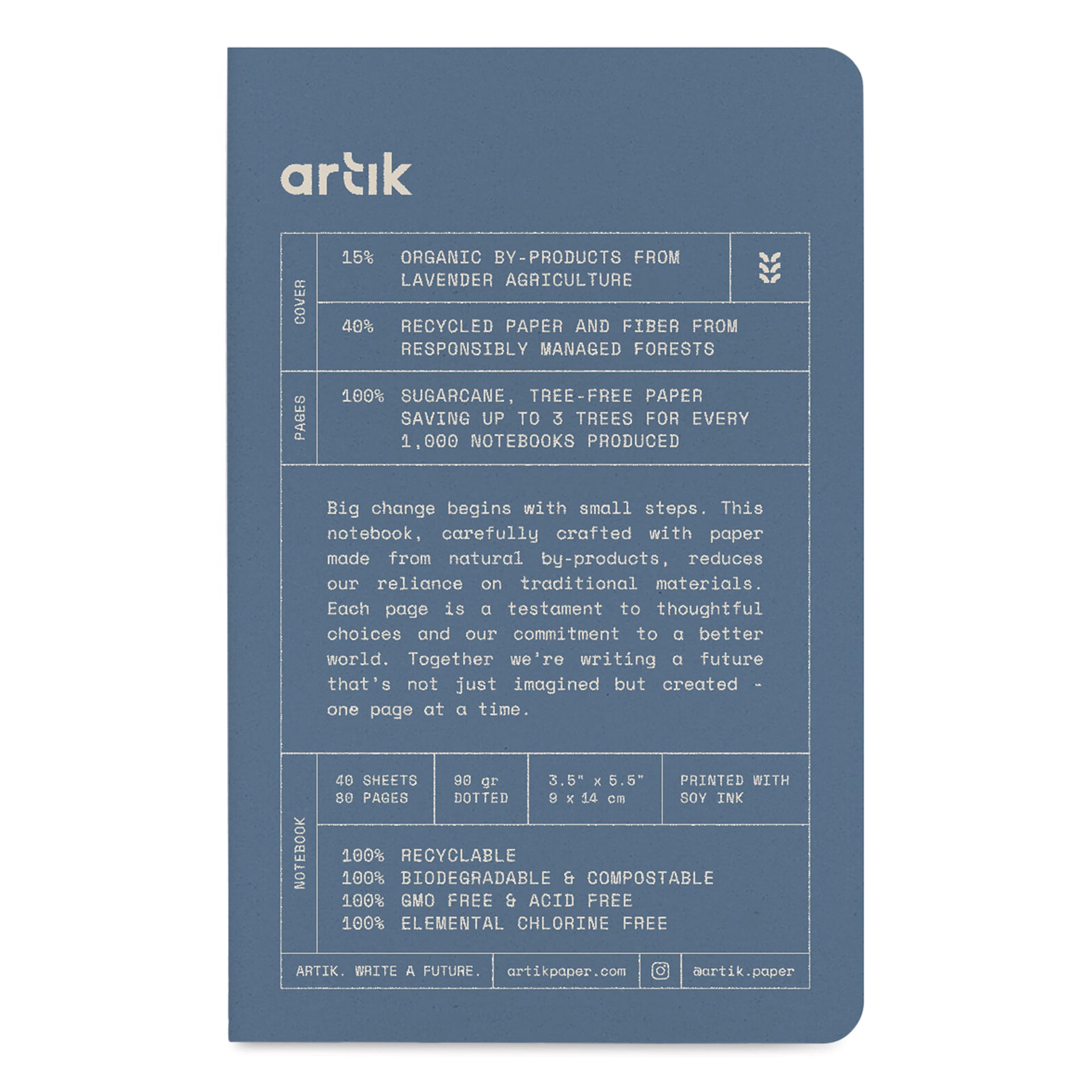 Artik Singer Sewn Notebook - Lavender, 3-1/2" x 5-1/2", Dot Grid, Pkg of 3, front cover