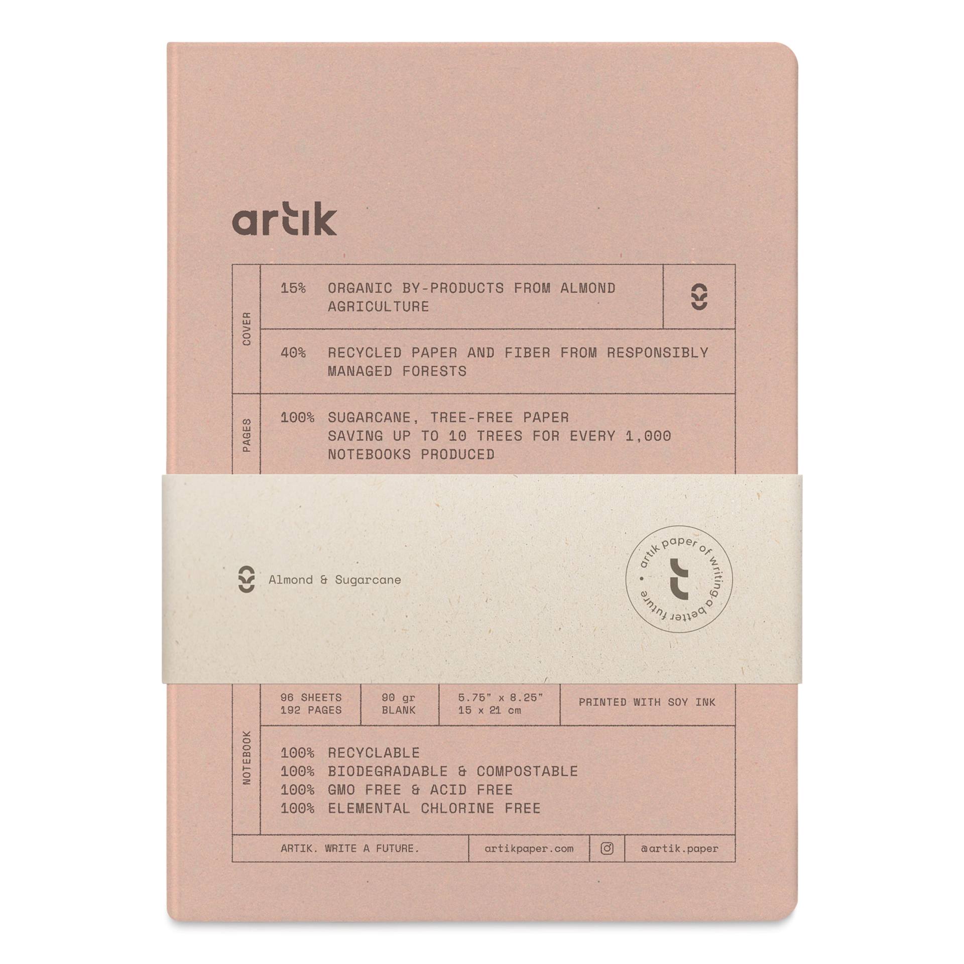 Artik Hardcover Notebook - Almond, 5-3/4" x 8-1/4", Blank, packaging