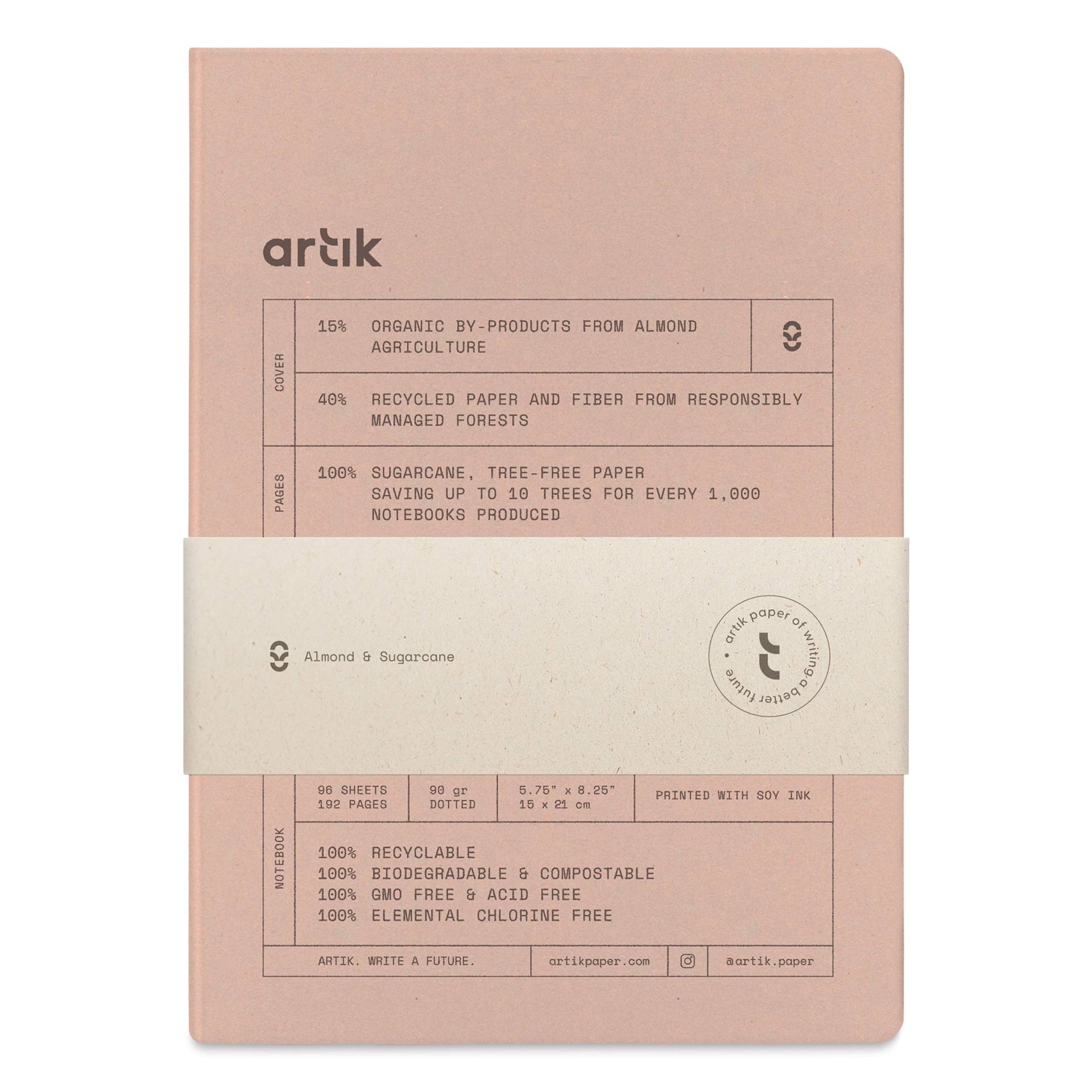 Artik Hardcover Notebook - Almond, 5-3/4" x 8-1/4", Dot Grid, packaging