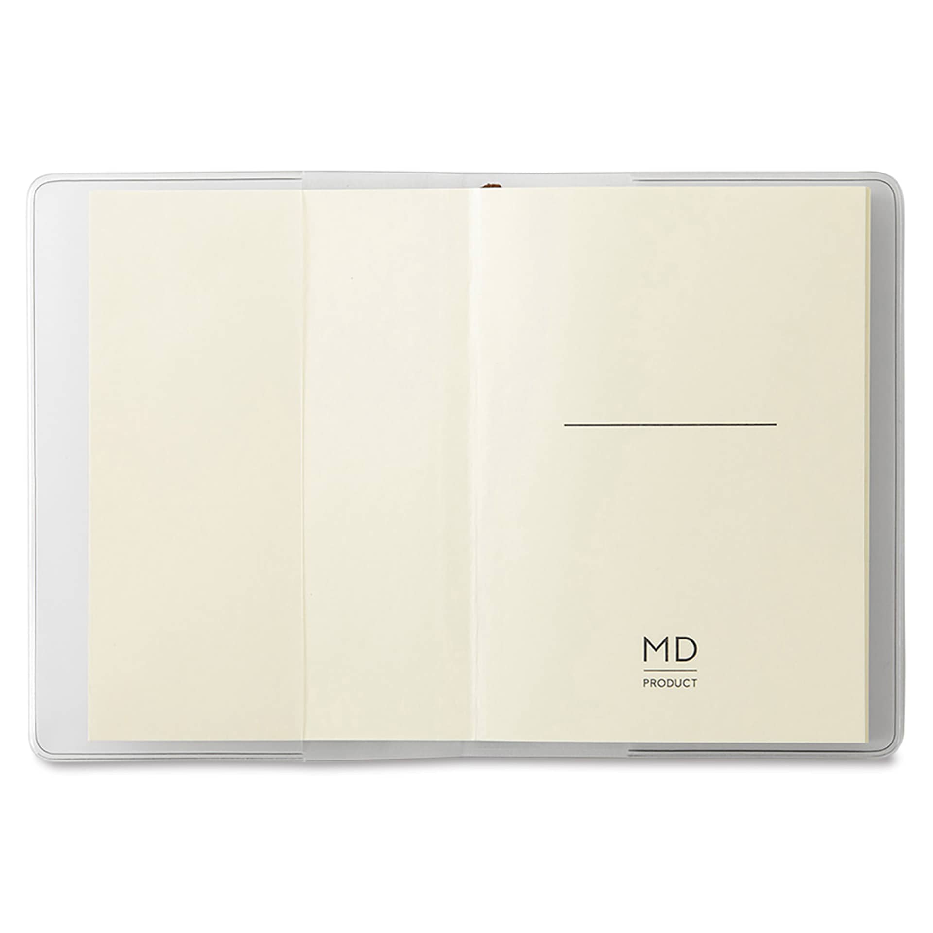 Midori MD Notebook Cover - A7, Clear, open notebook