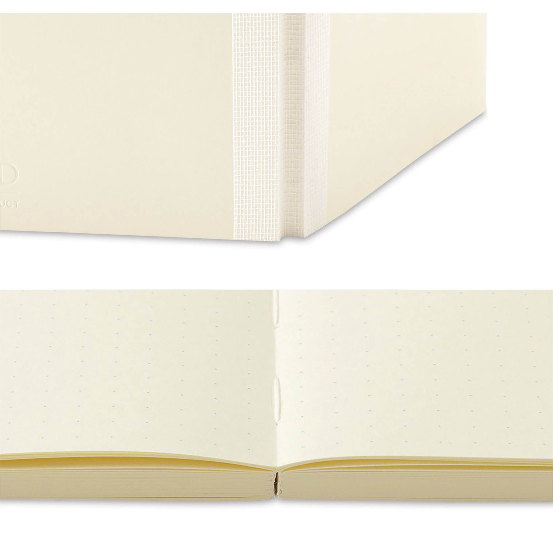 Midori MD Notebooks - A7, Dot Grid, White, binding