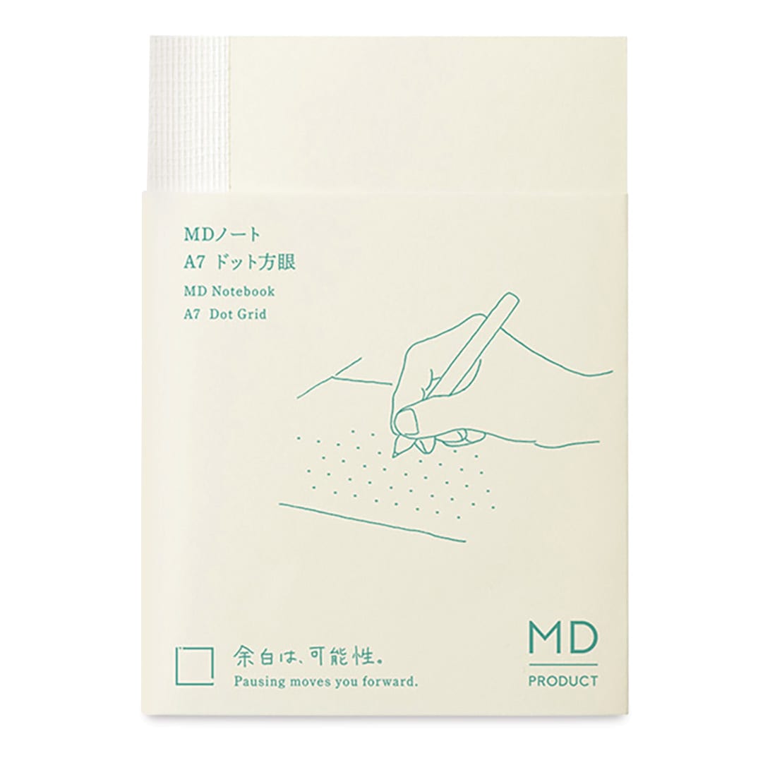 Midori MD Notebooks - A7, Dot Grid, White, front cover