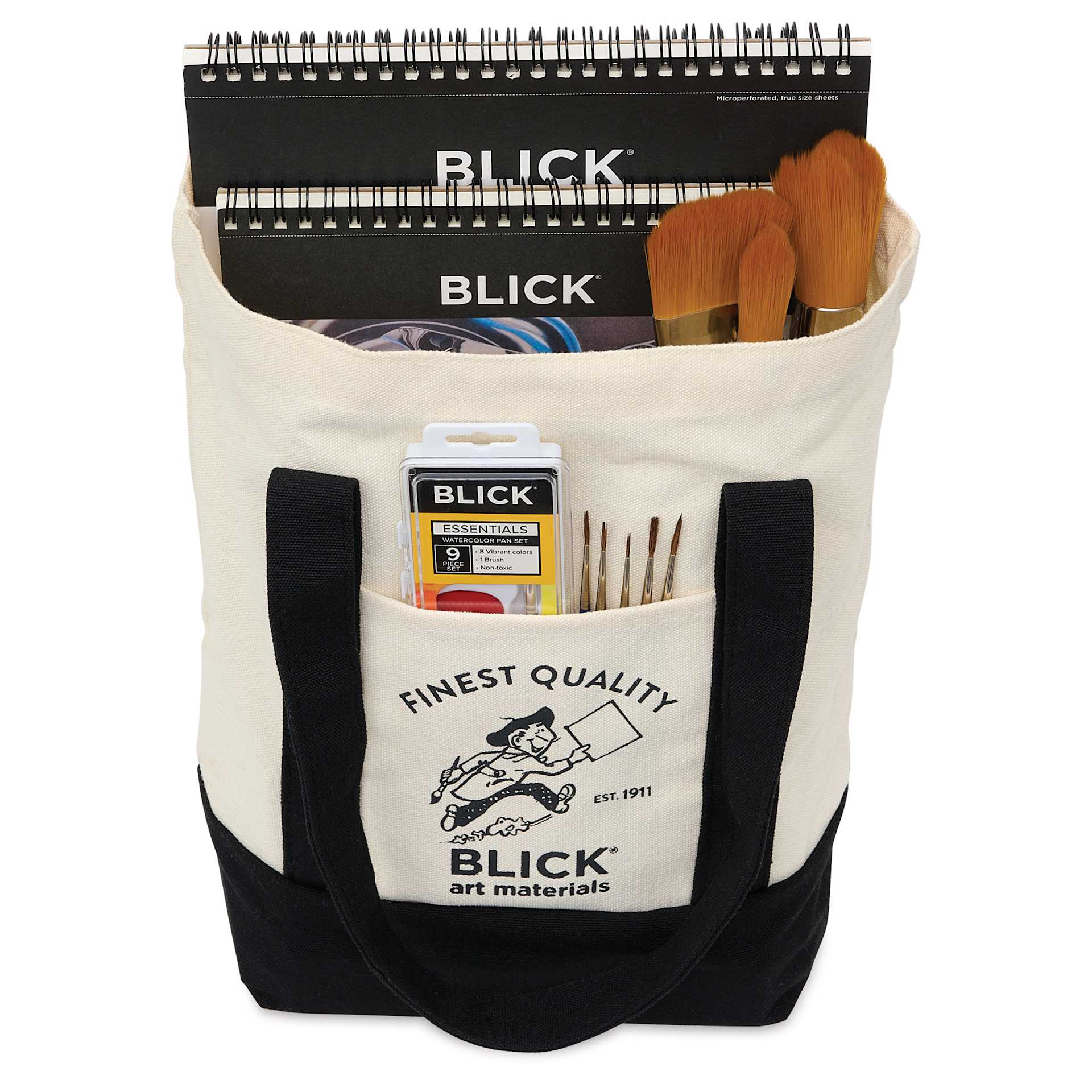 Blick Mini Canvas Tote - filled with art supplies