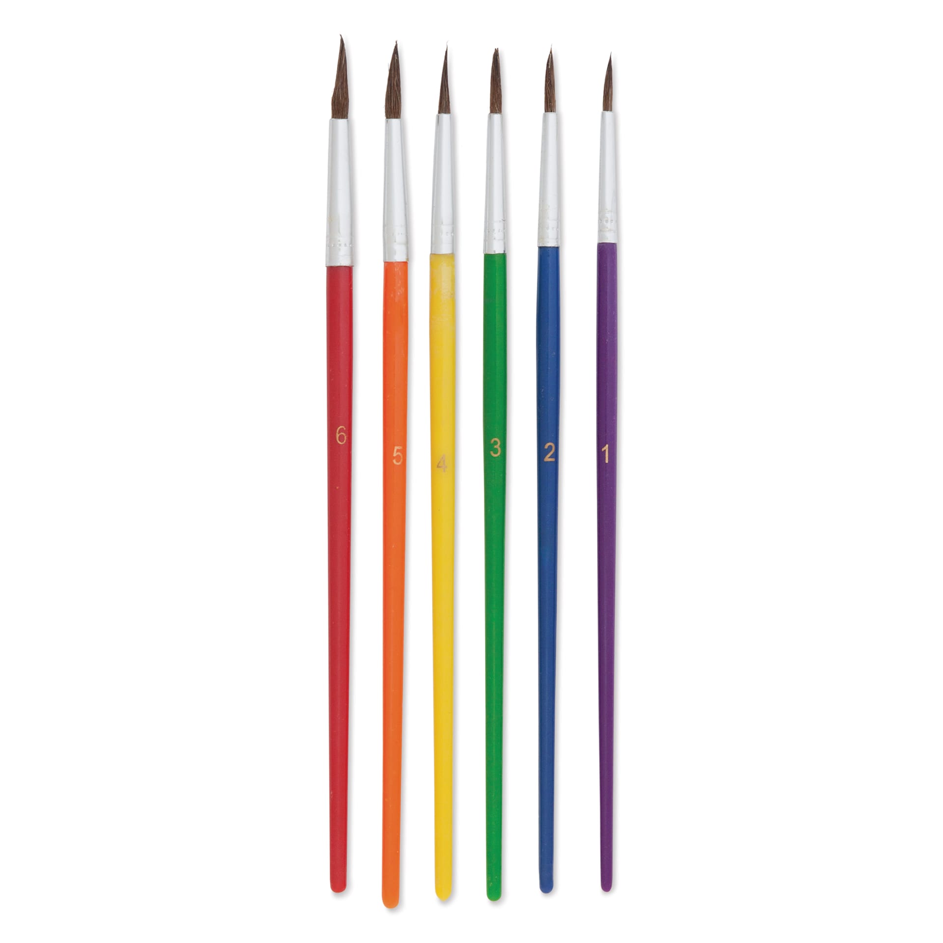 Richeson Camel Hair Art Brushes - Classroom Set of 144, sizes 1-6 shown from largest to smallest.