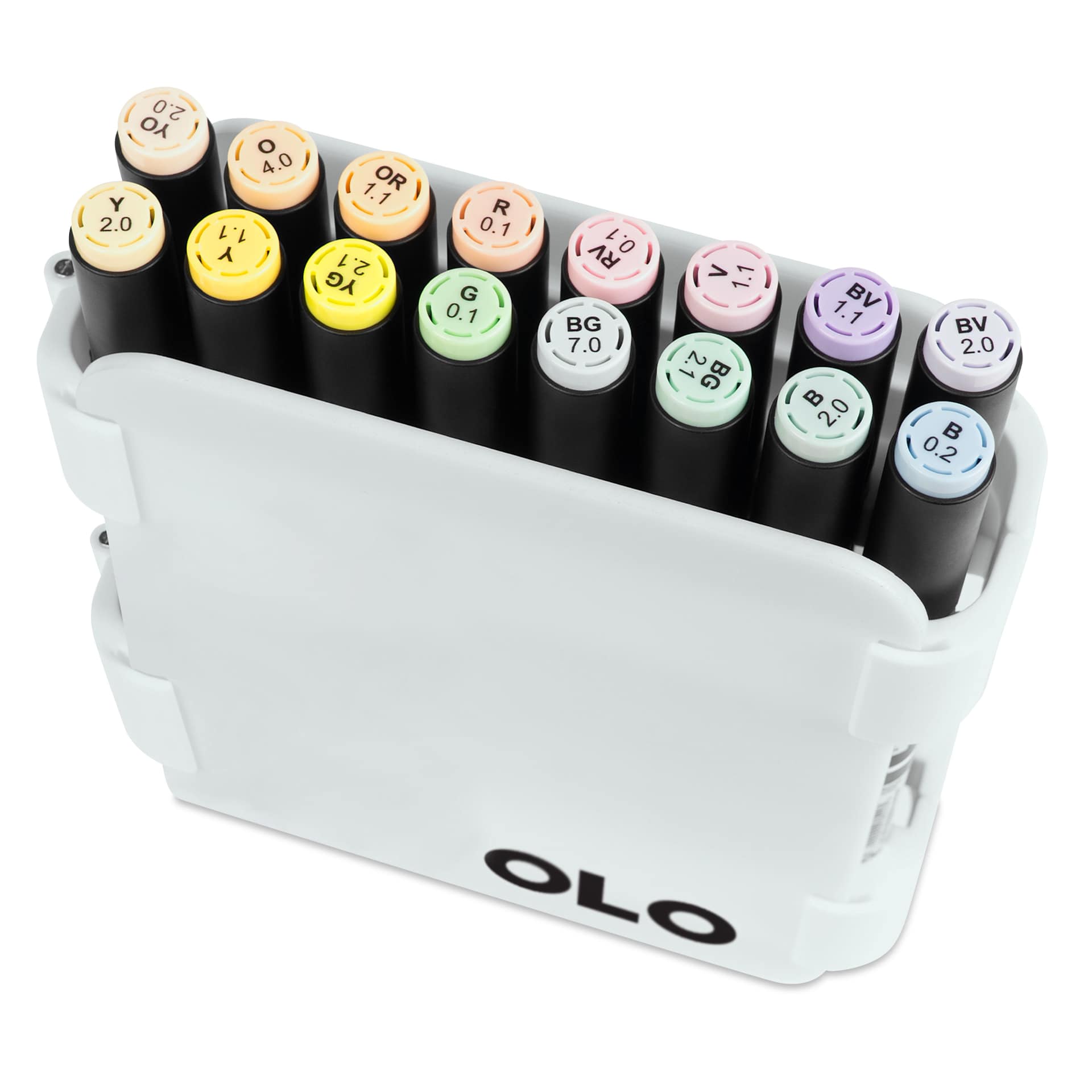 Olo Dual Tip Marker Carry Case - Set of 16, Pastel Colors