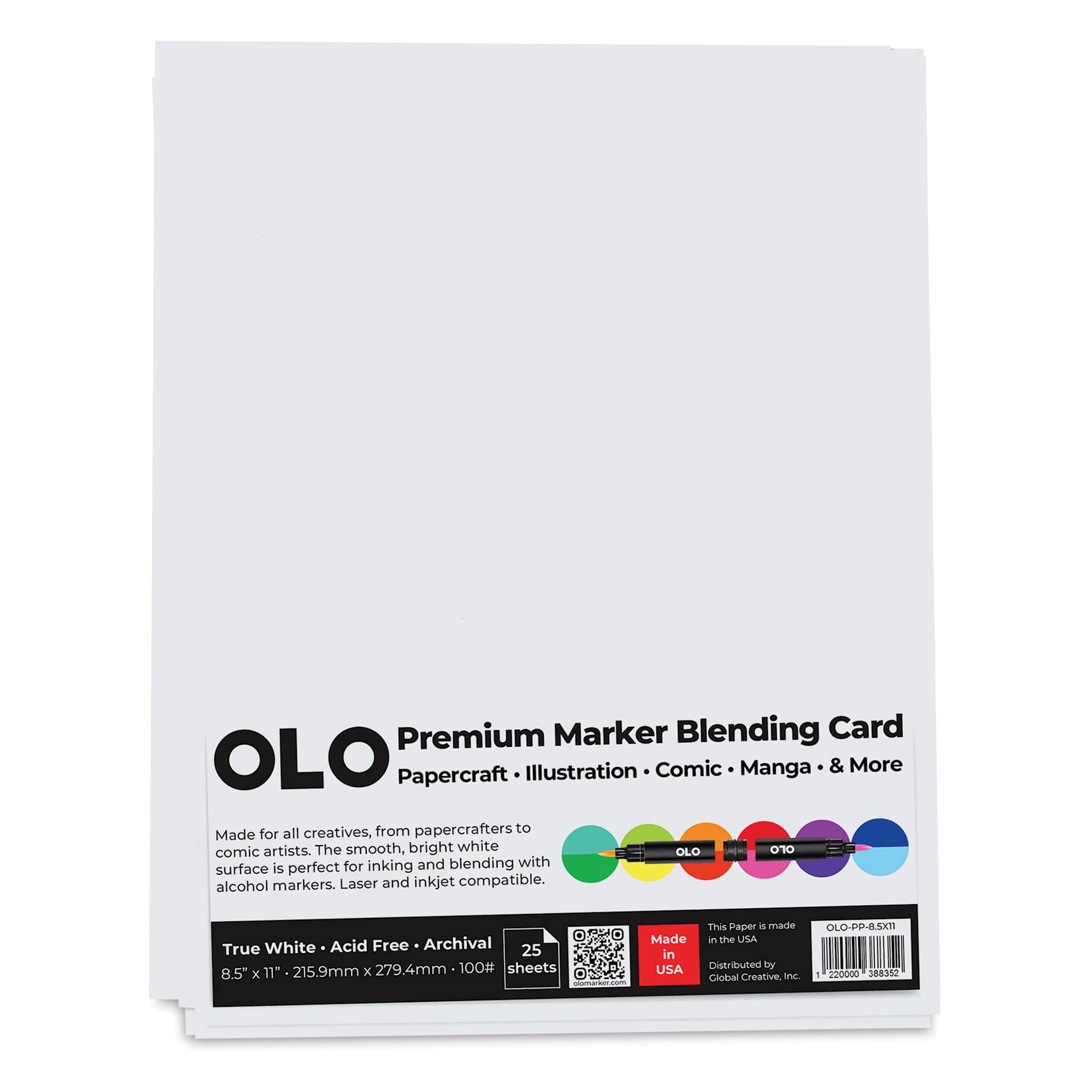 Olo Premium Marker Blending Card Paper - Pkg of 25, 8-1/2" x 11"
