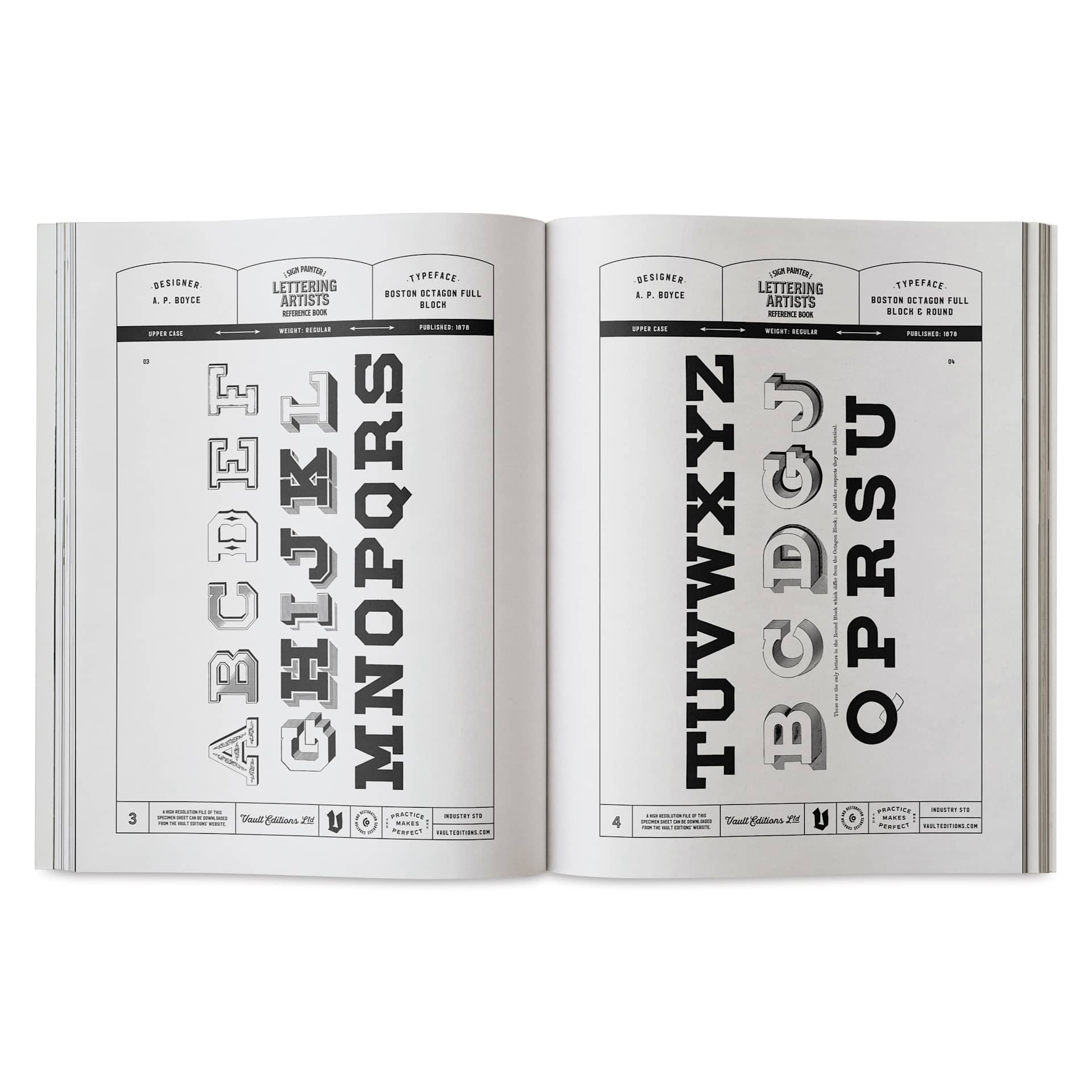 Vault Editions The Sign Painter and Lettering Artists Reference Book, Boston Octagon Full Block