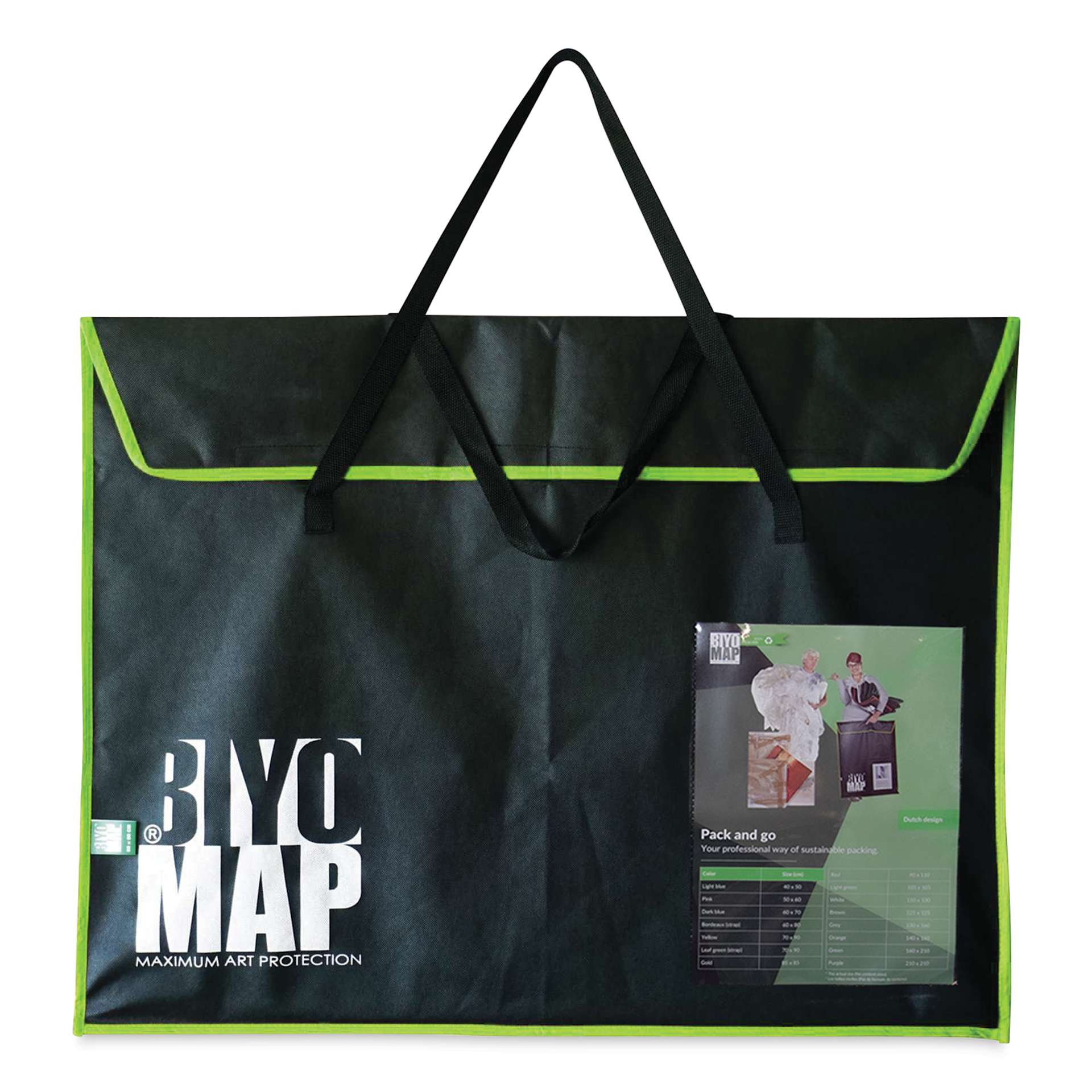 Biyomap Reusable Art Storage Bag - 27.6" x 35.4", Leaf Green Border with carrying strap