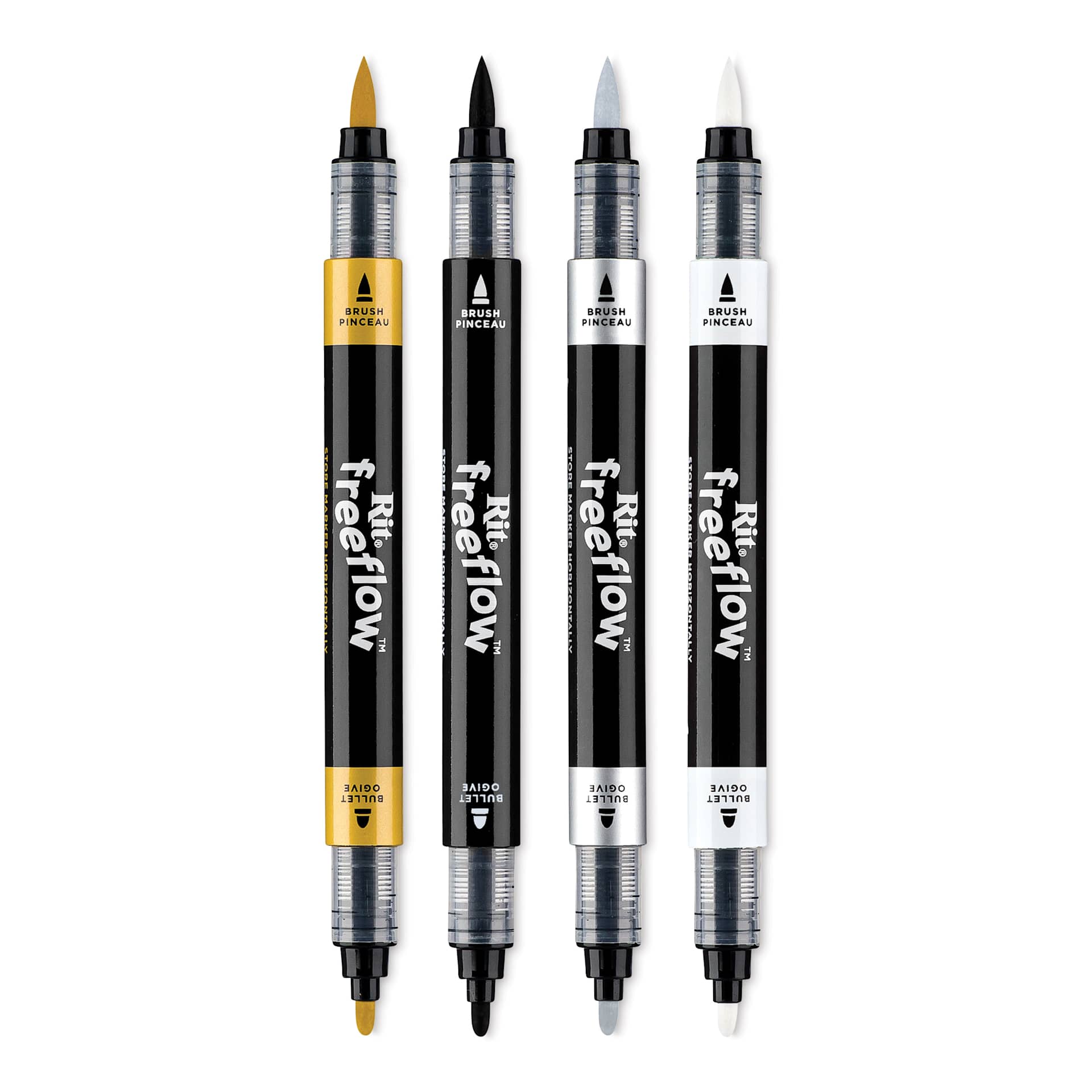 Rit FreeFlow Dual-Tip Multi-Surface Paint Markers - Set of 4, Monochrome, out of packaging