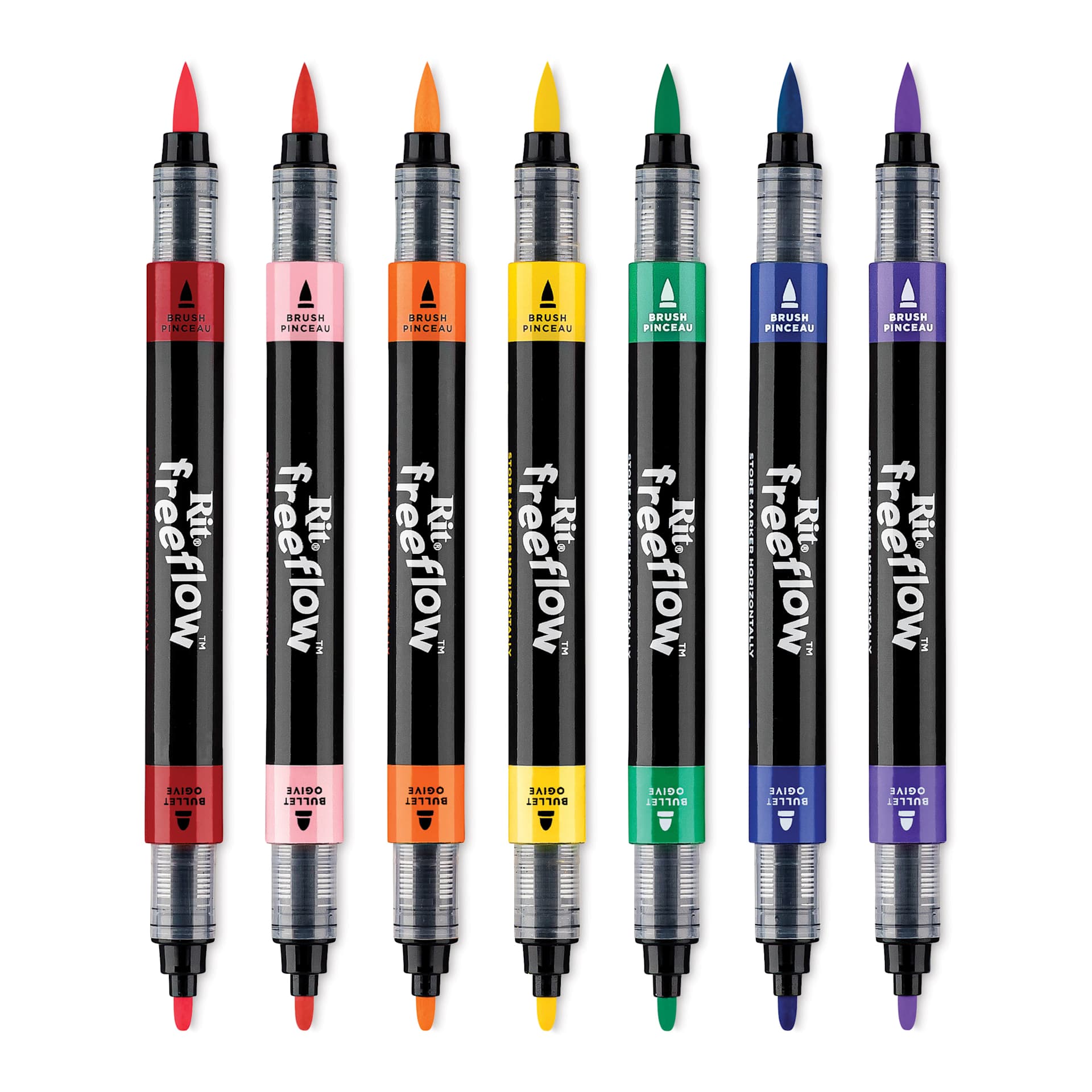 Rit FreeFlow Dual-Tip Multi-Surface Paint Marker Sets - Set of 7, Primary, out of packaging