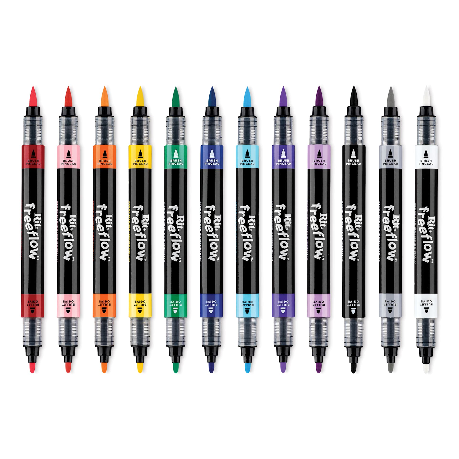 Rit FreeFlow Dual-Tip Multi-Surface Paint Marker Sets - Set of 12, Mega Mix, out of packaging