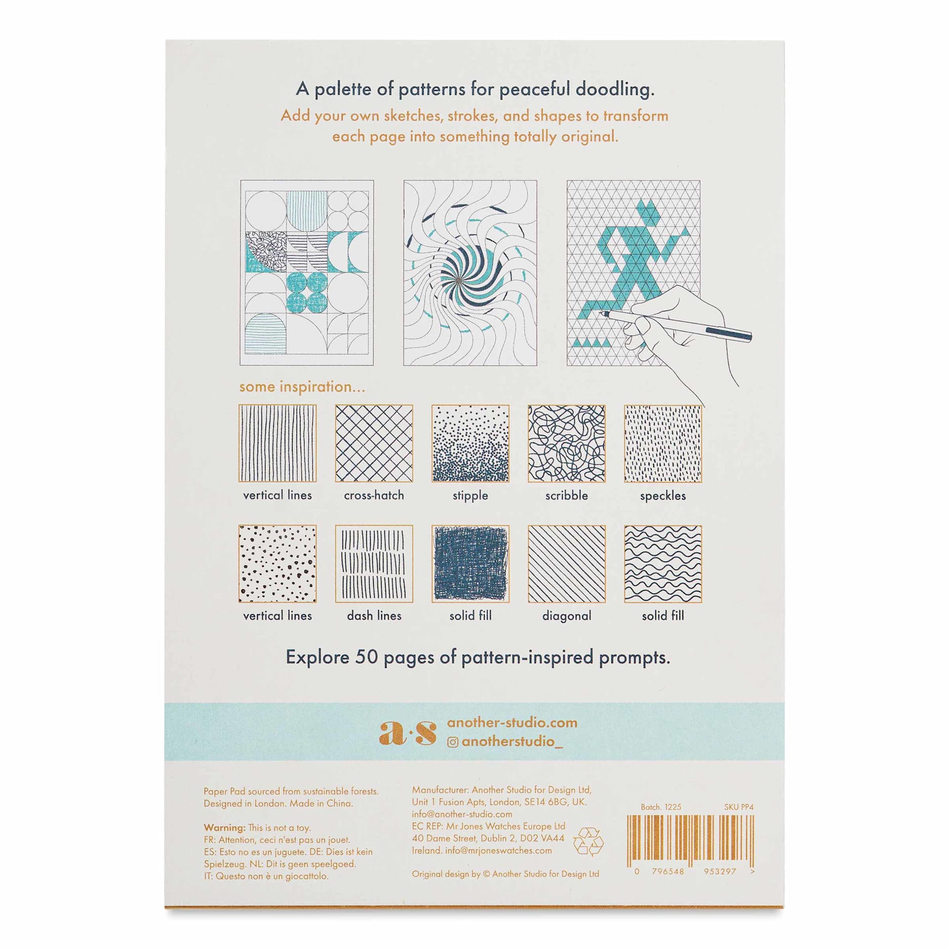 Another Studio Prompt Pad - 12-1/2 cm x 18 cm, Pattern, back of pad