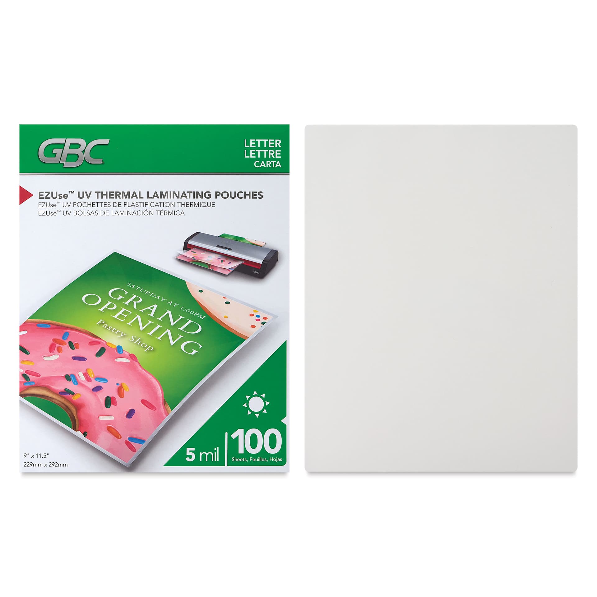 GBC EZUse UV Thermal Laminating Pouches - Pkg of 100, 5ml