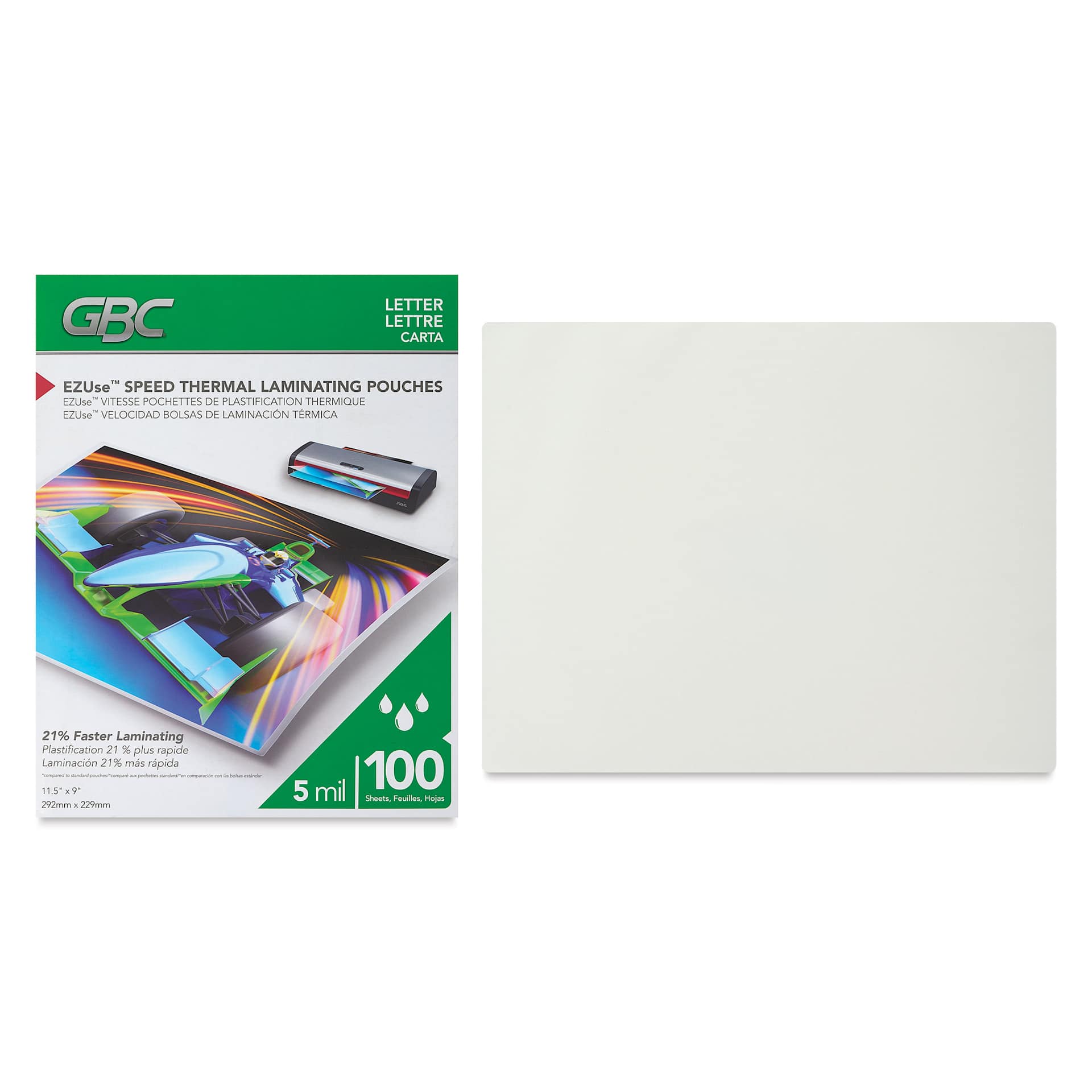 GBC EZUse Speed Thermal Laminating Pouches - Pkg of 100, 5ml