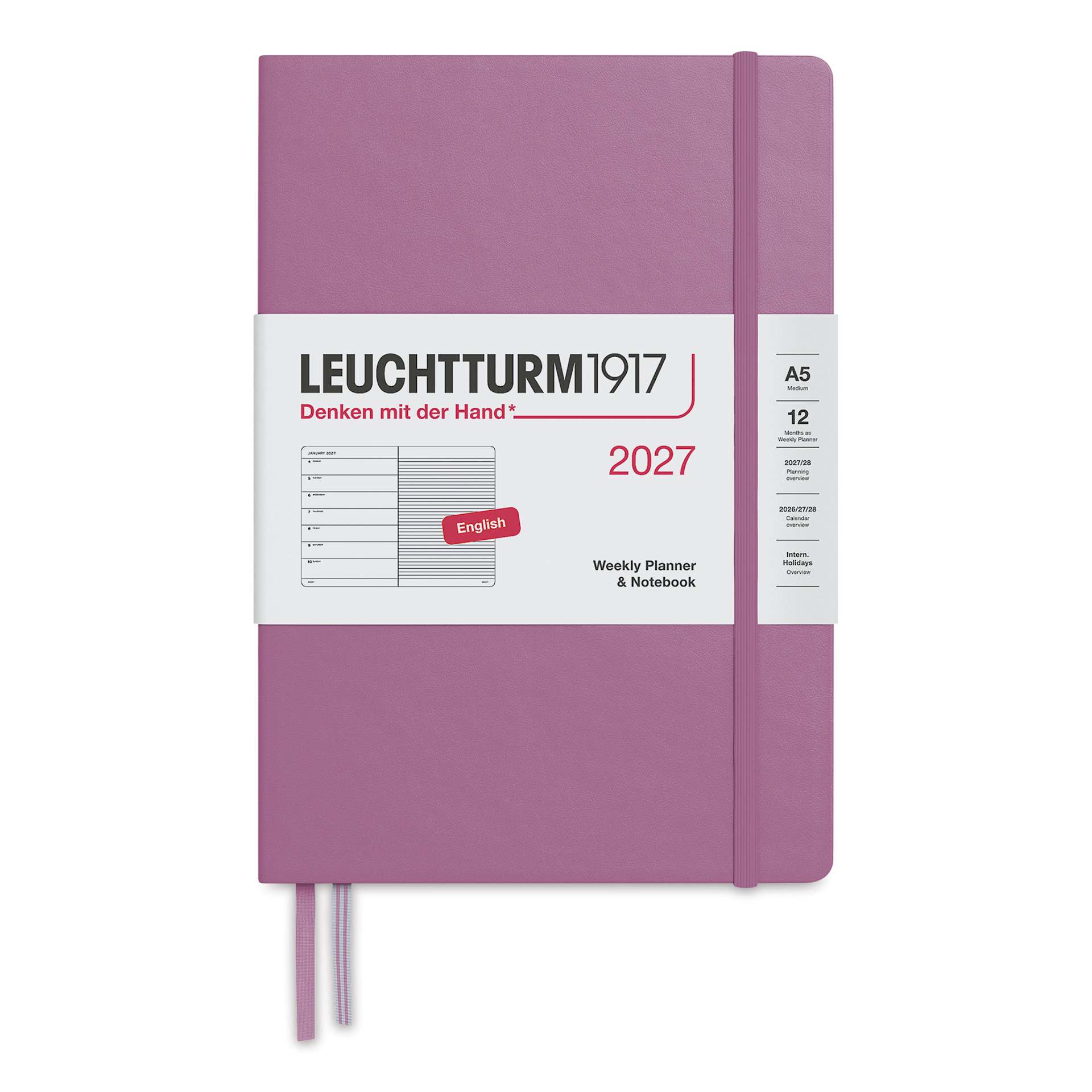 Leuchtturm1917 Weekly Planner & Notebook 2027 - 5-3/4" x 8-1/4", Rose