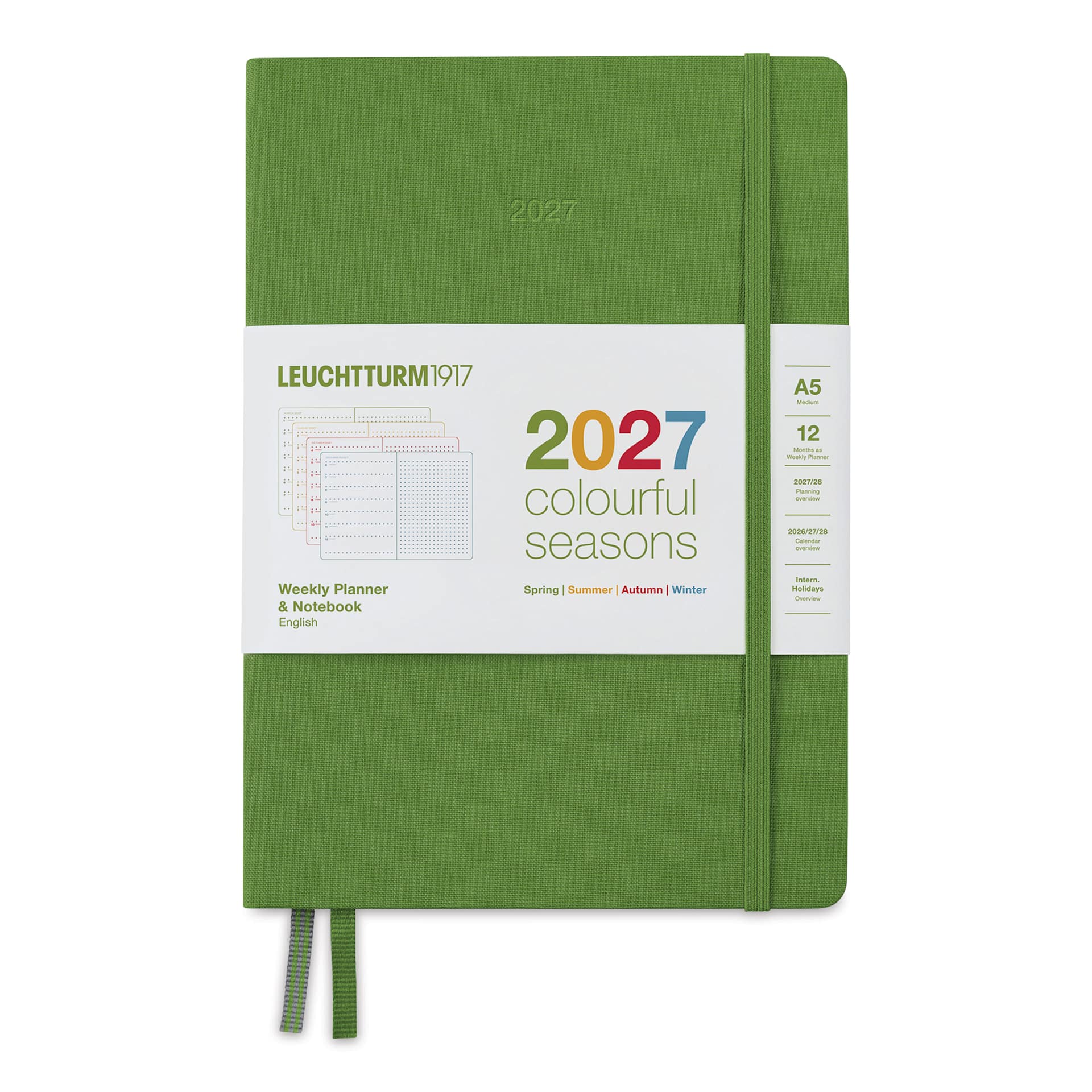 Leuchtturm1917 Colorful Seasons Planner Edition 2027 - 5.7" x 8.3", Green