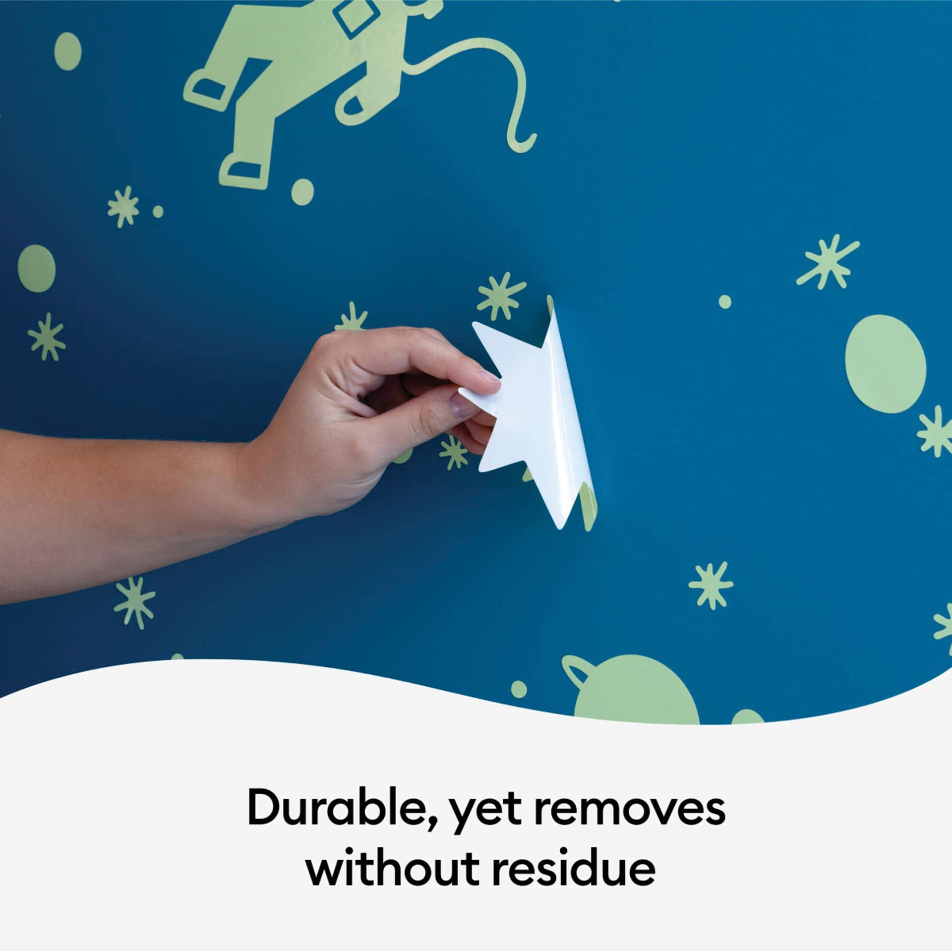 Cricut Glow-In-The-Dark Removable Vinyl, peeling off vinyl from wall
