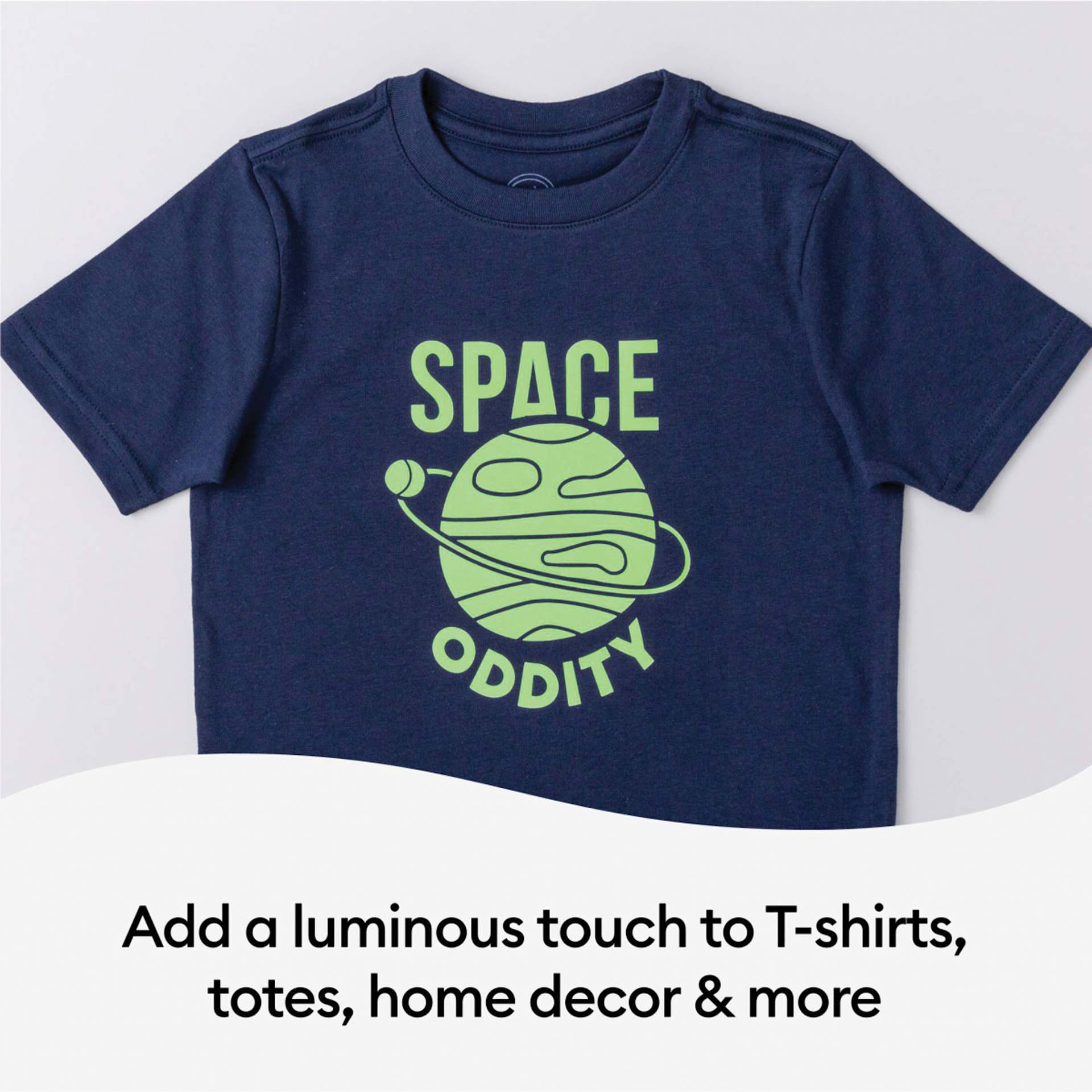 Glow-In-The-Dark Iron-On Heat Transfer Vinyl, sedign on a tshirt
