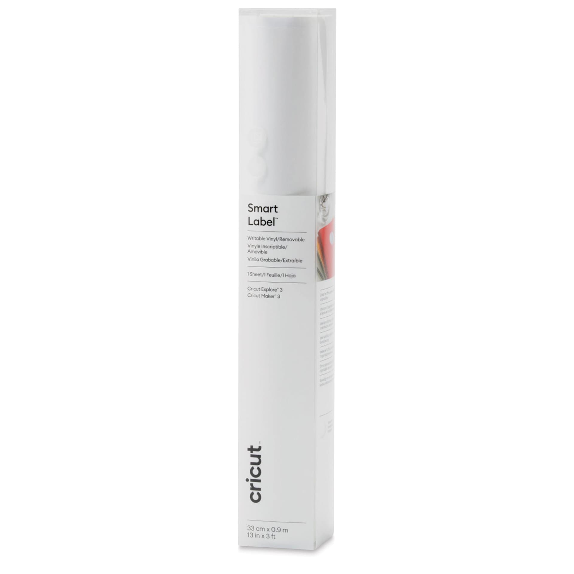 Cricut Removable Smart Label Writable Vinyl - Transparent, 13" x 3 ft, Roll inside of the packaging