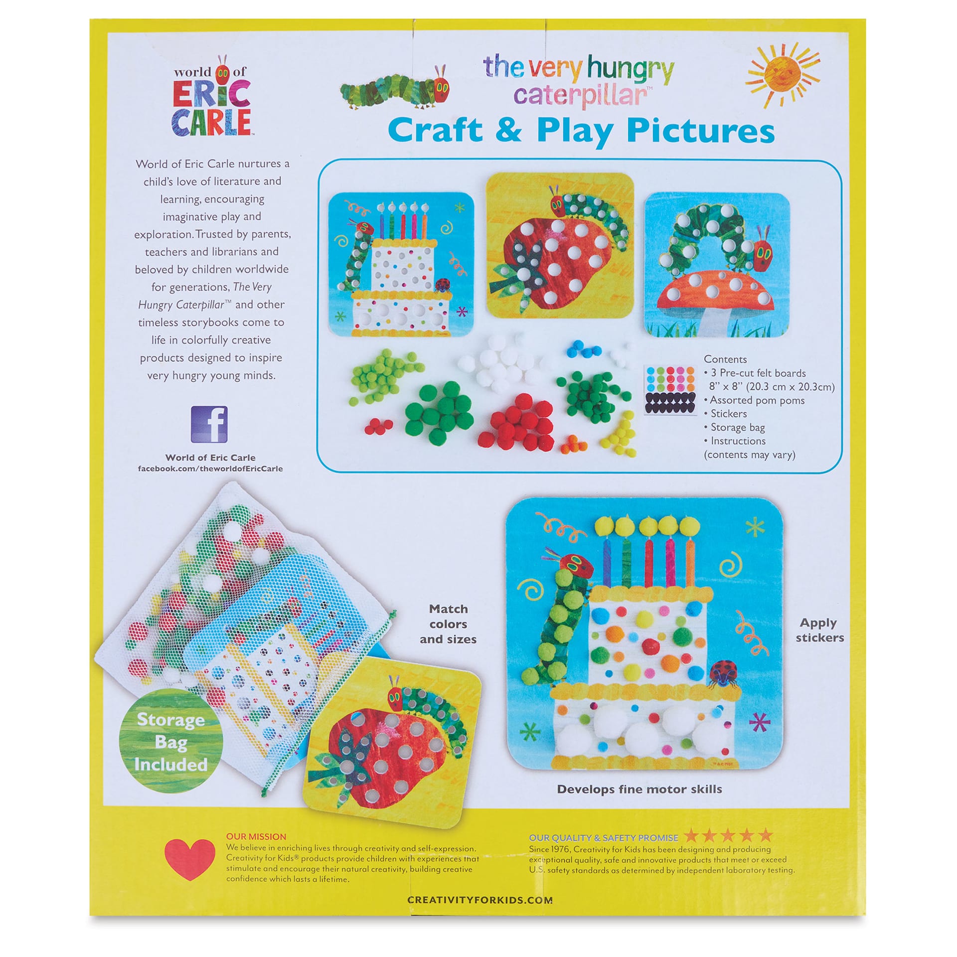 The Very Hungry Caterpillar Craft and Play Pictures Kit, back of the packaging