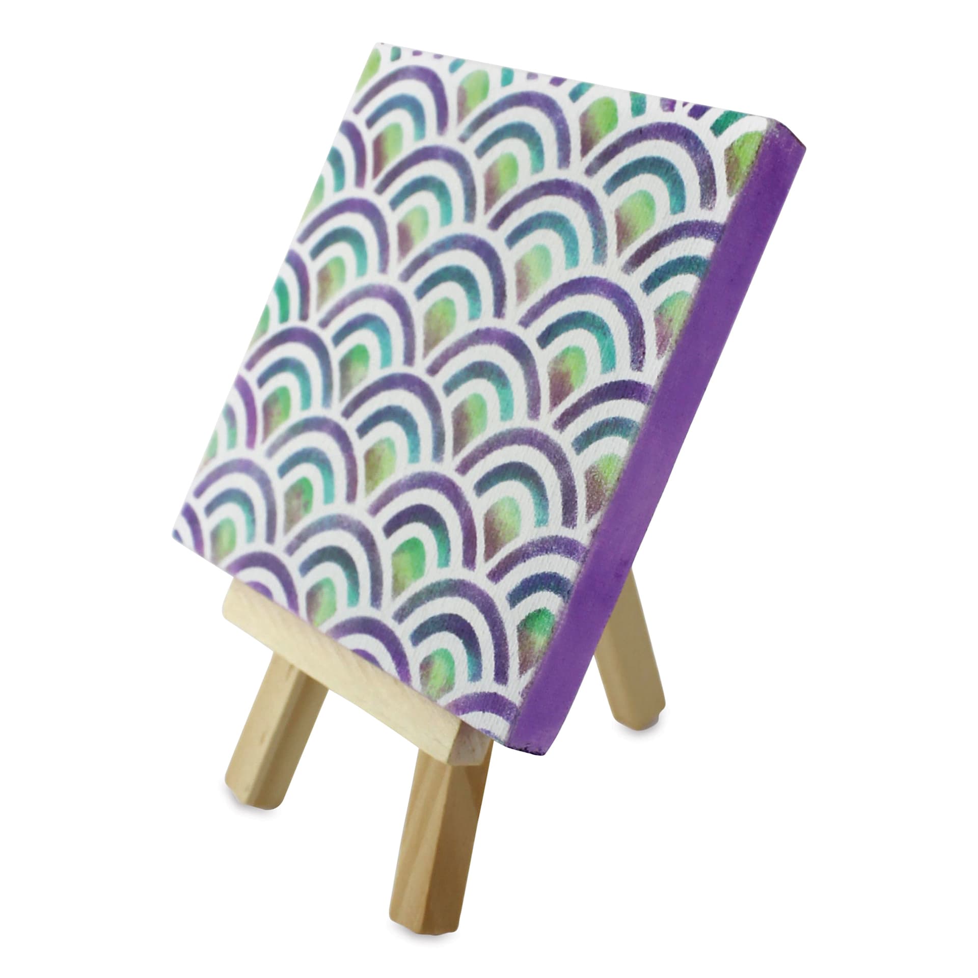 PA Essentials Stencil - Scallop Pattern, painted canvas with stencil pattern