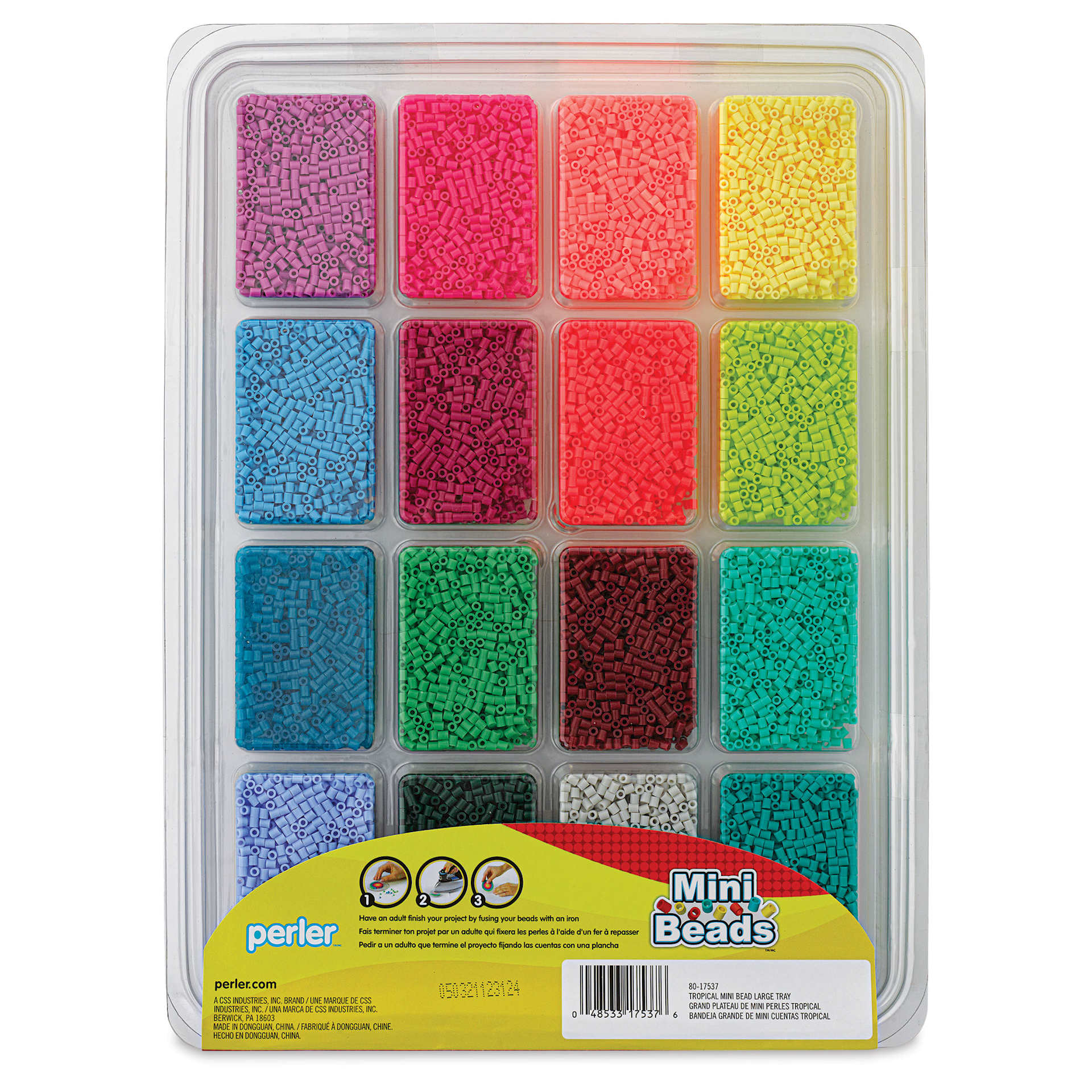 Perler Mini Beads Tray, back of the packaging