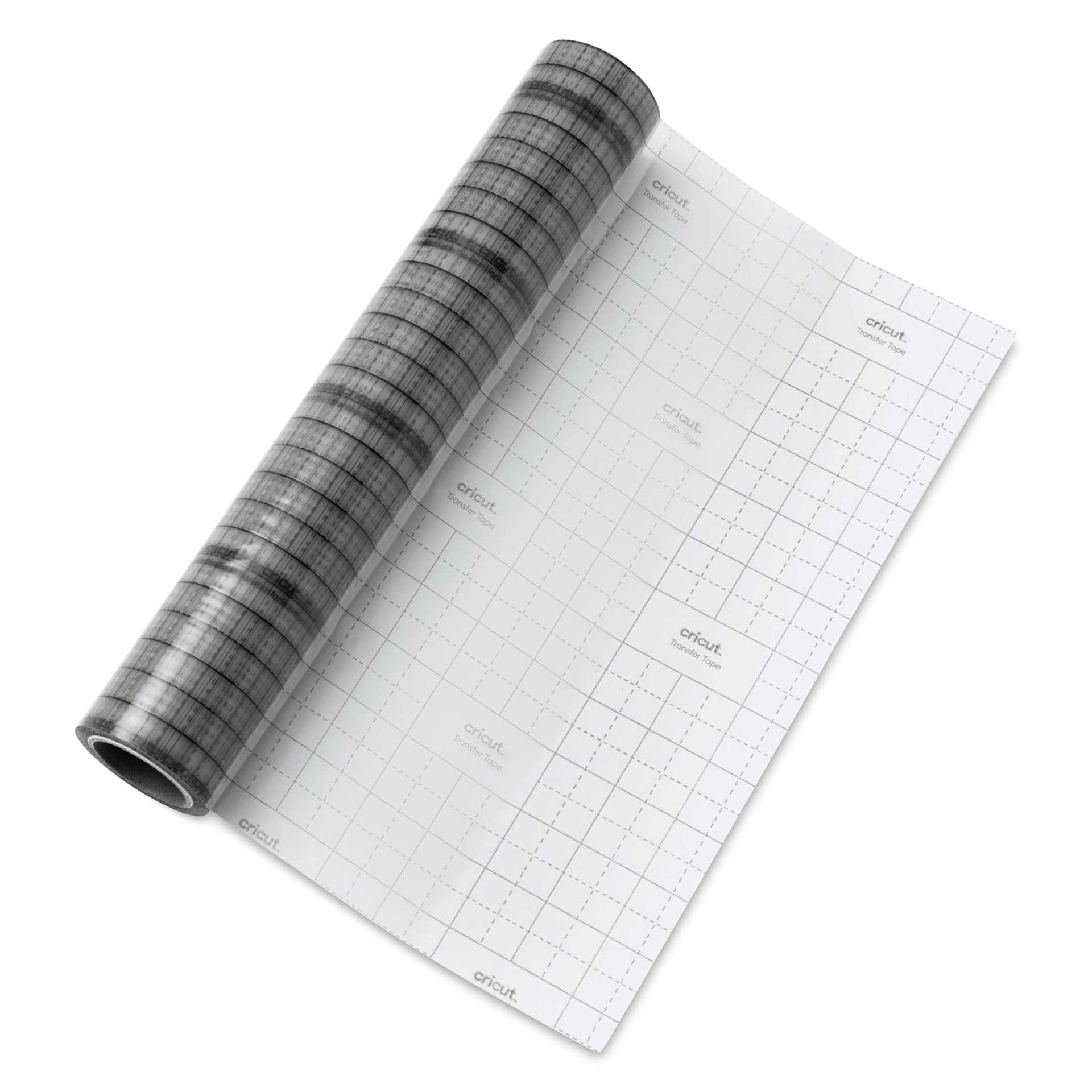Cricut Linerless Transfer Tape - 13" x 15 ft, roll out of packaging