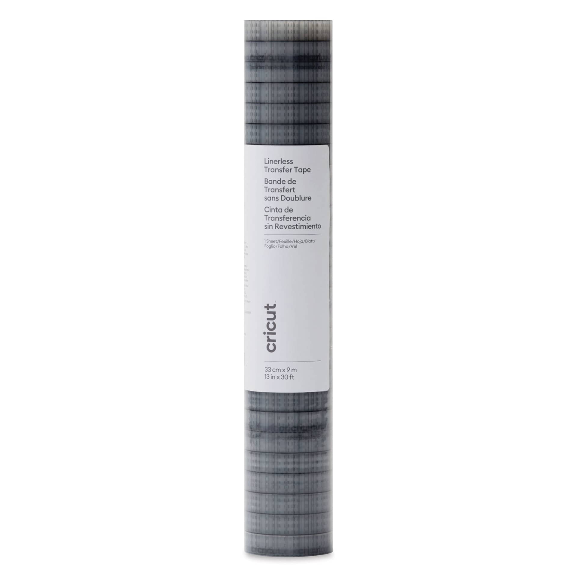 Cricut Linerless Transfer Tape - 13" x 30 ft, front of the packaging