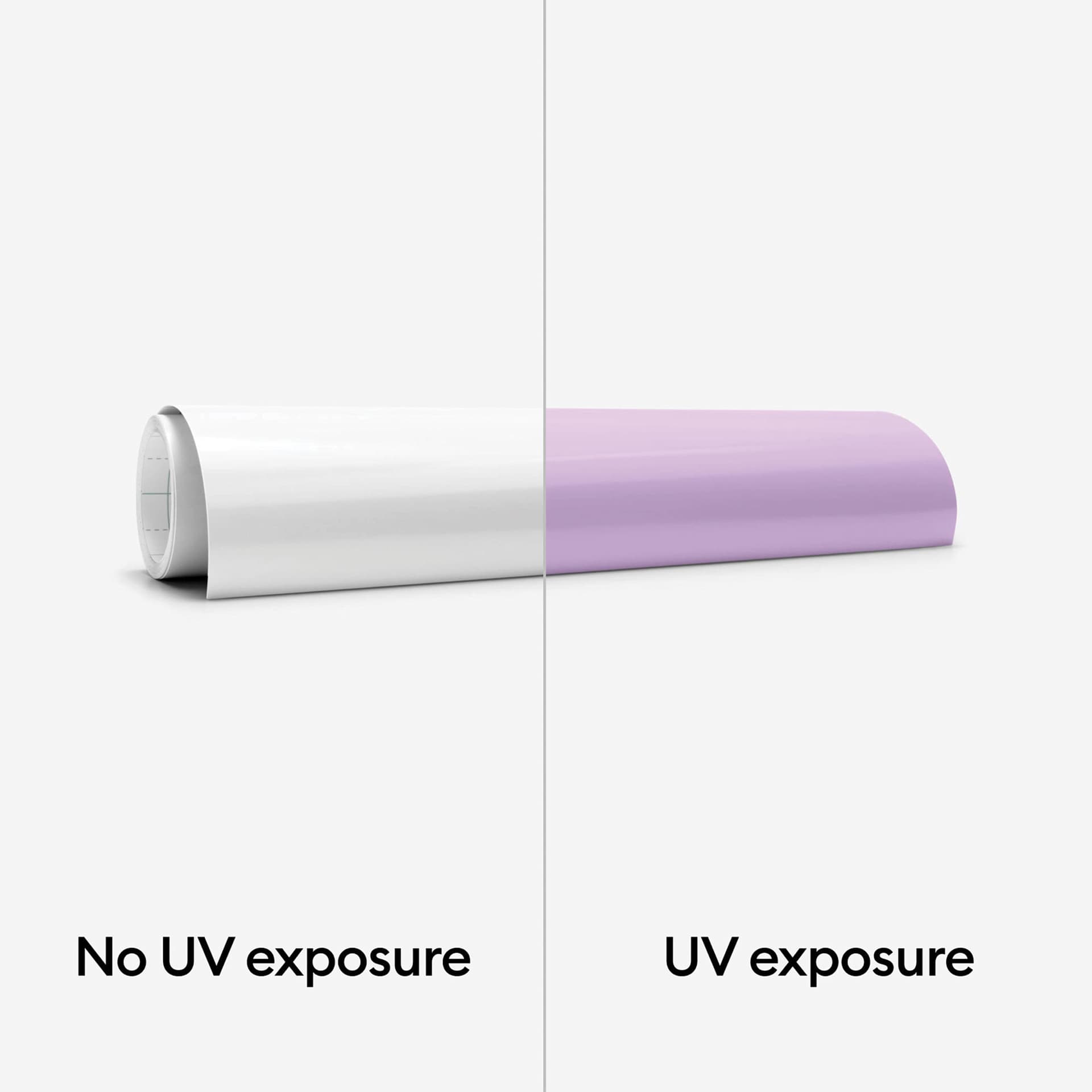 Cricut UV Color Changing Iron-On Vinyl - Violet, comparison of sun exposure