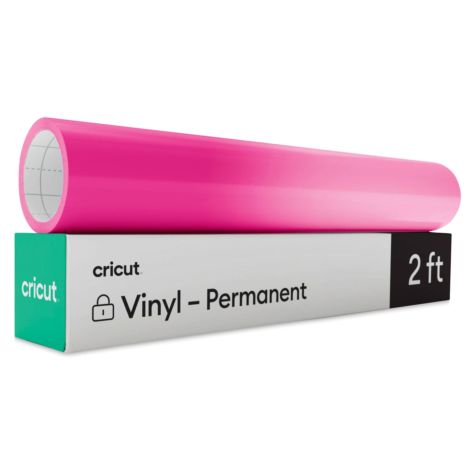 Cricut Heat Color-Changing Permanent Vinyl - Magenta/Pink, 12" x 24" demonstrating heat color change, roll