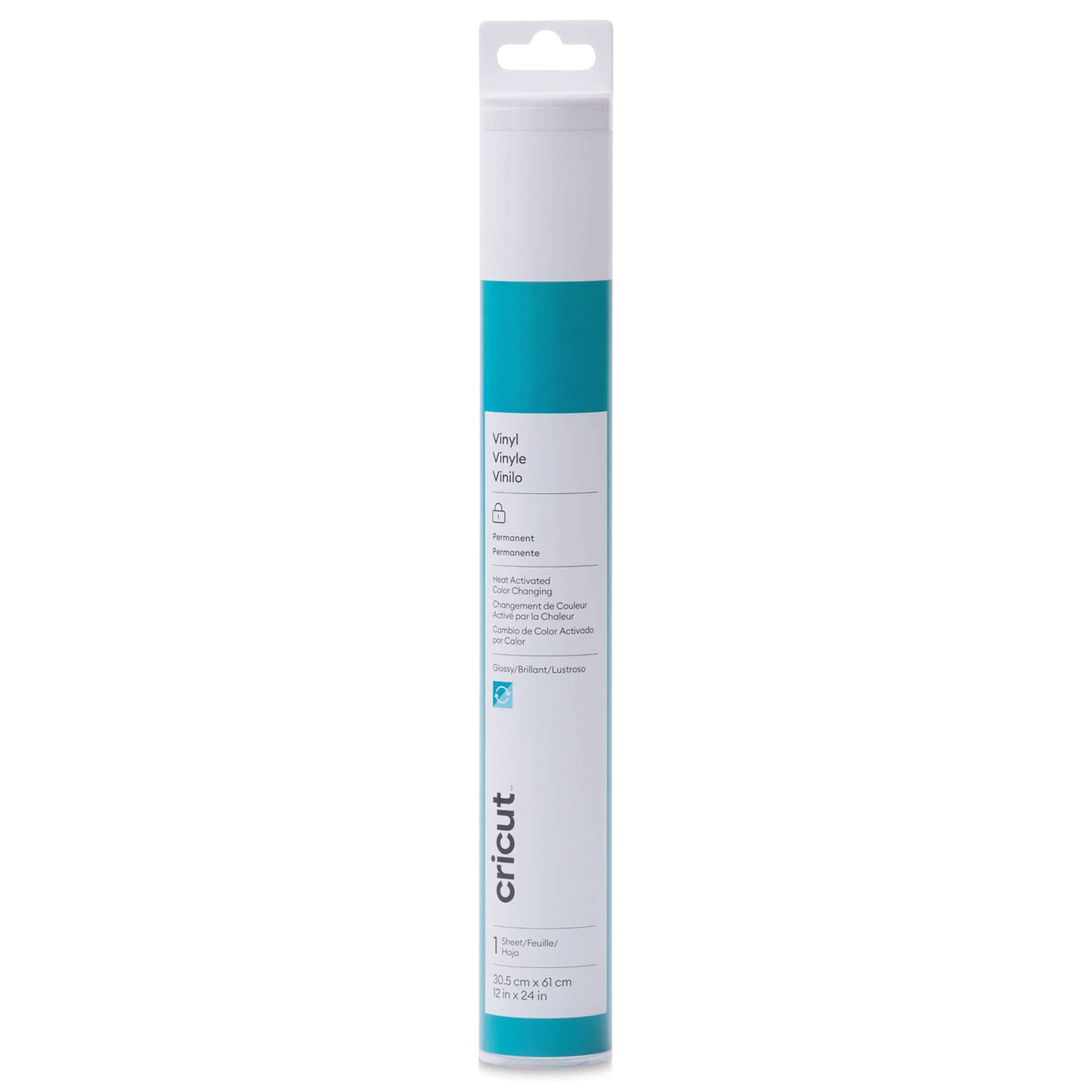 Cricut Heat Color-Changing Permanent Vinyl - Turquoise/Blue, 12" x 24" front of packaging
