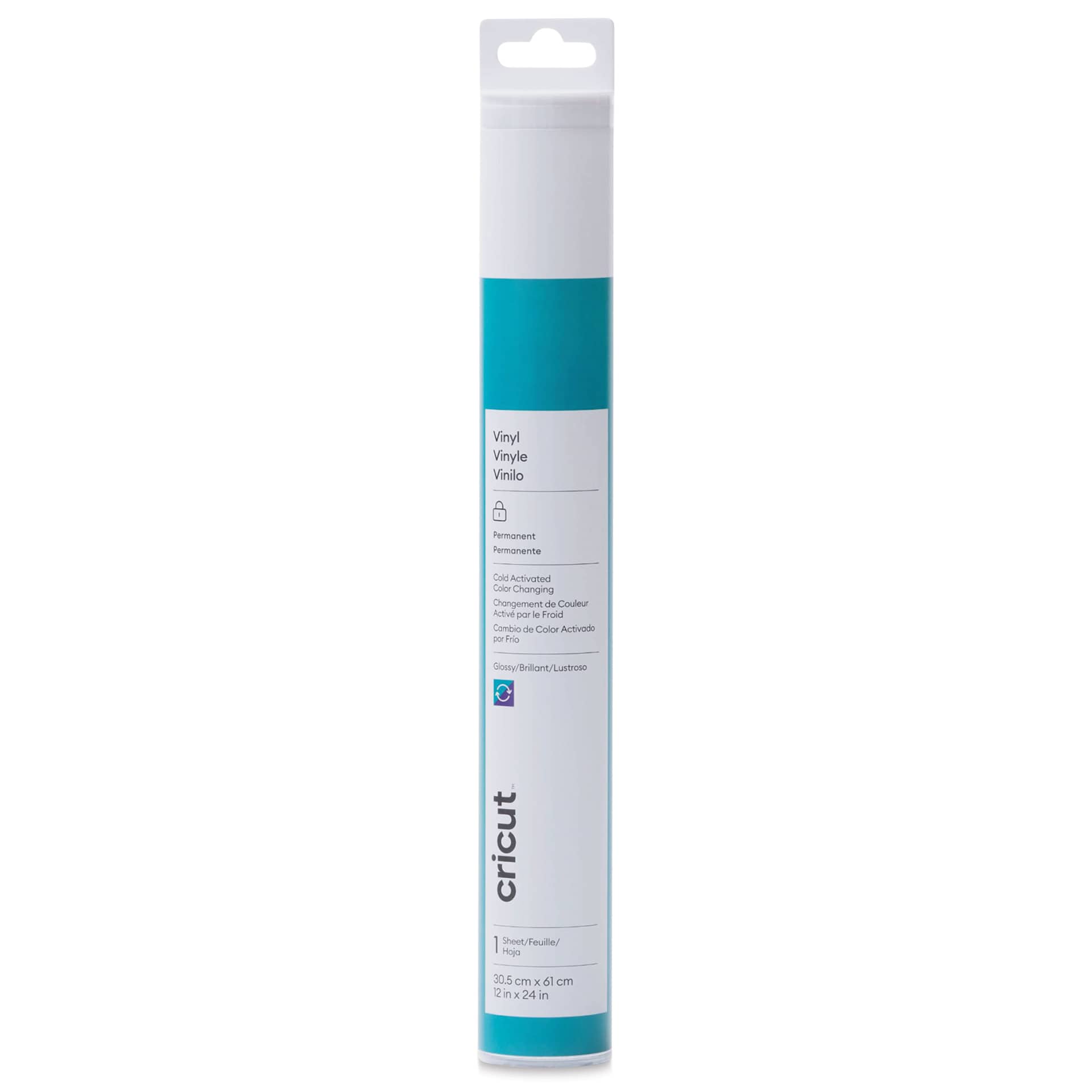 Cricut Cold Color-Changing Permanent Vinyl - Turquoise/Purple, 12" x 24" packaging